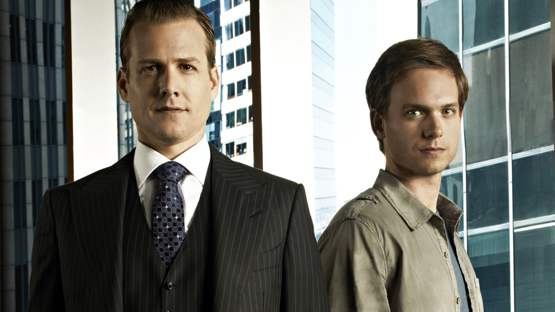 Harvey Specter, Mike Ross, pinstripe suit, Full HD Desktop wallpaper