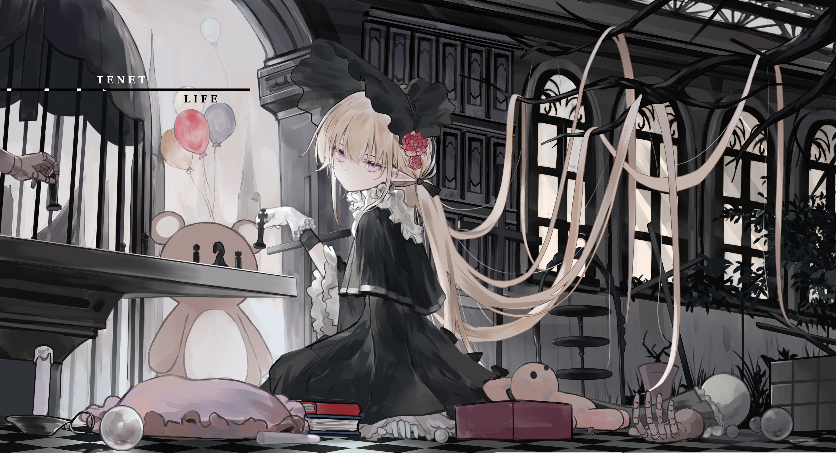 Gothic Anime, Gothic anime girl, Loli fashion, Dark background, 2770x1500 HD Desktop
