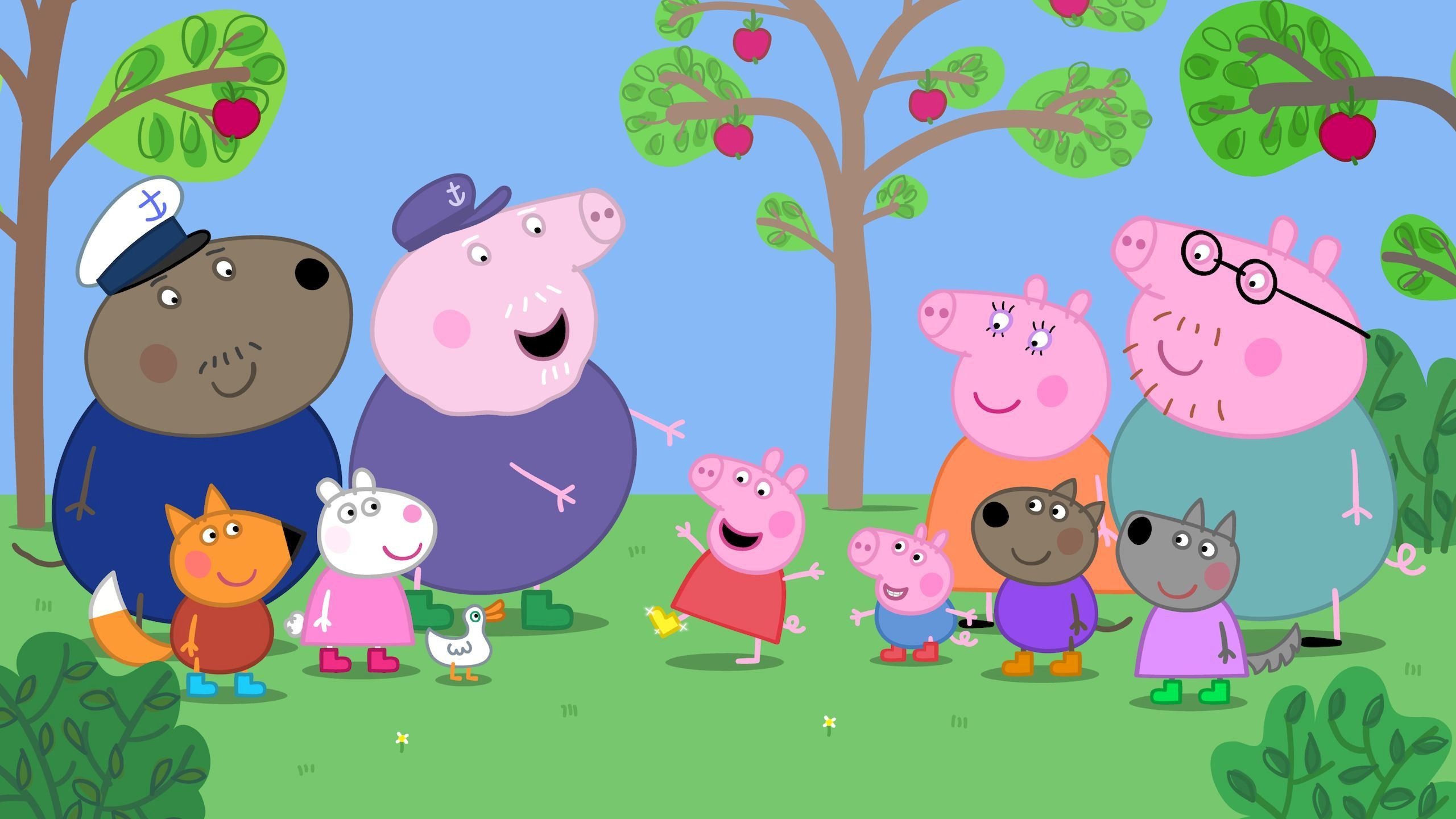 Peppa Pig, Grandpa Pig, Daddy Pig and Mummy Pig, Granddad Dog, HD Desktop wallpaper