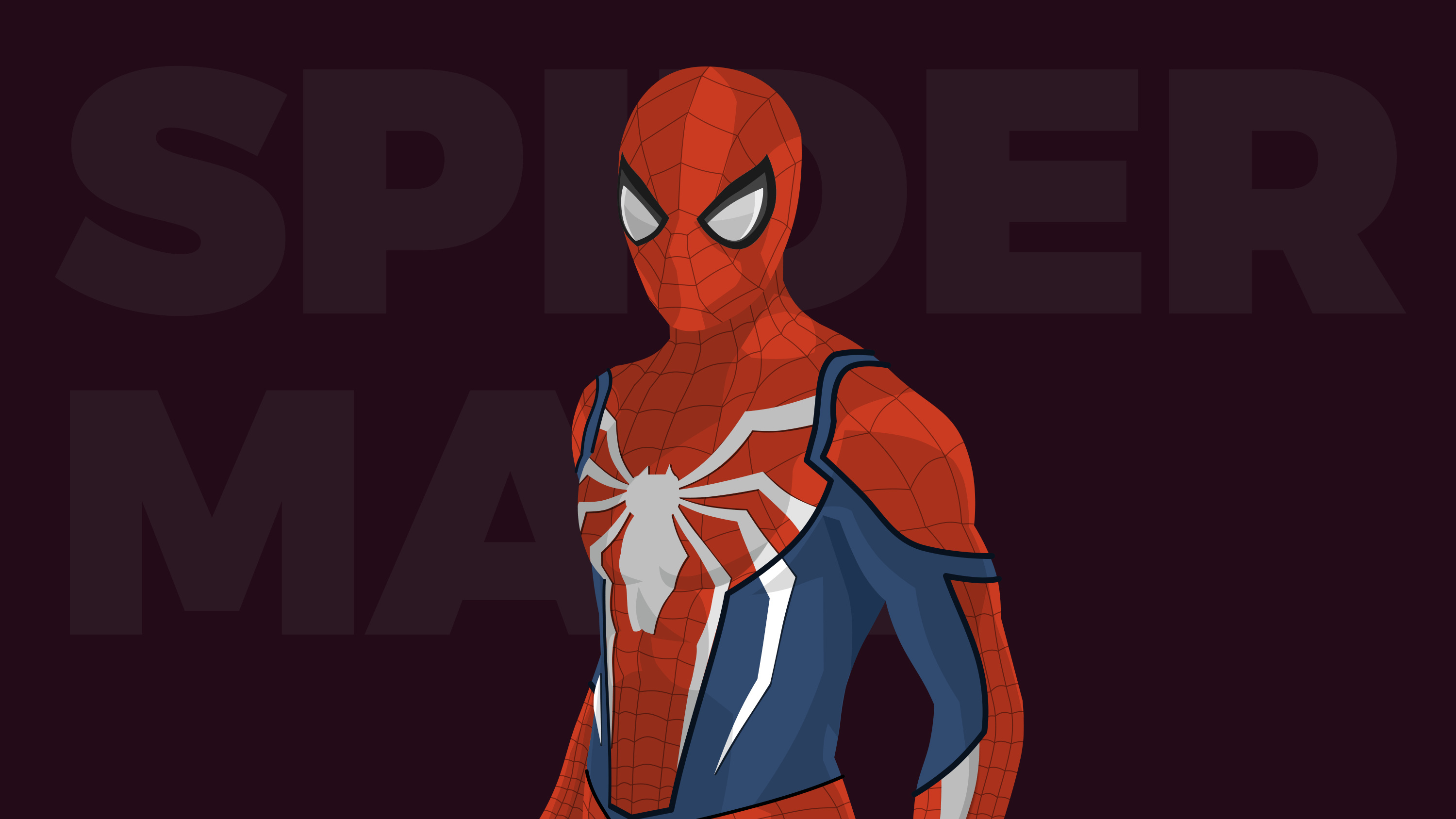 Advanced Suit Spider-Man, SPIDER MAN text, white spider emblem, HD Desktop wallpaper