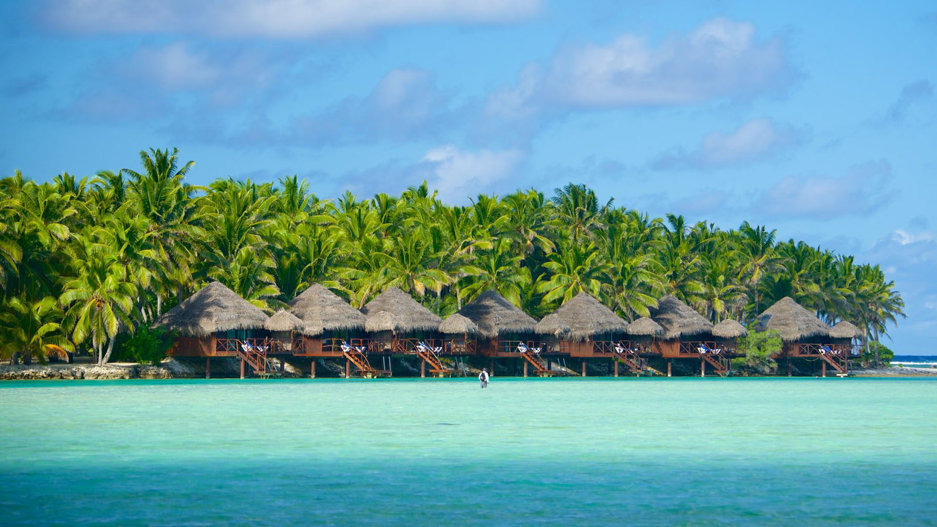 Aitutaki Lagoon, Bungalows Wallpaper, 1920x1080 Full HD Desktop