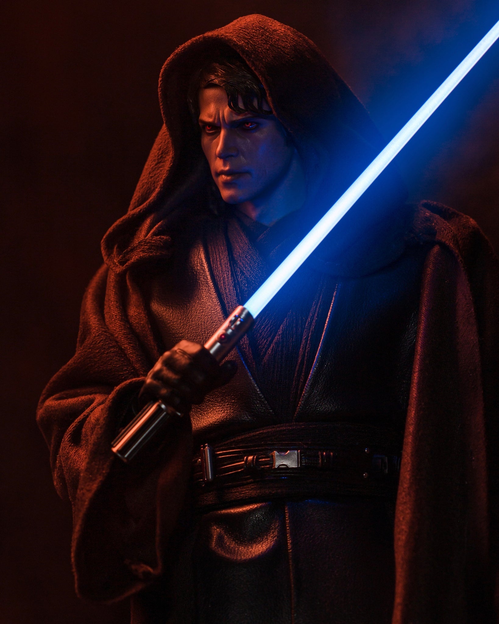 Anakin Skywalker, Blue lightsaber, Dark Jedi hooded robe, HD Phone wallpaper
