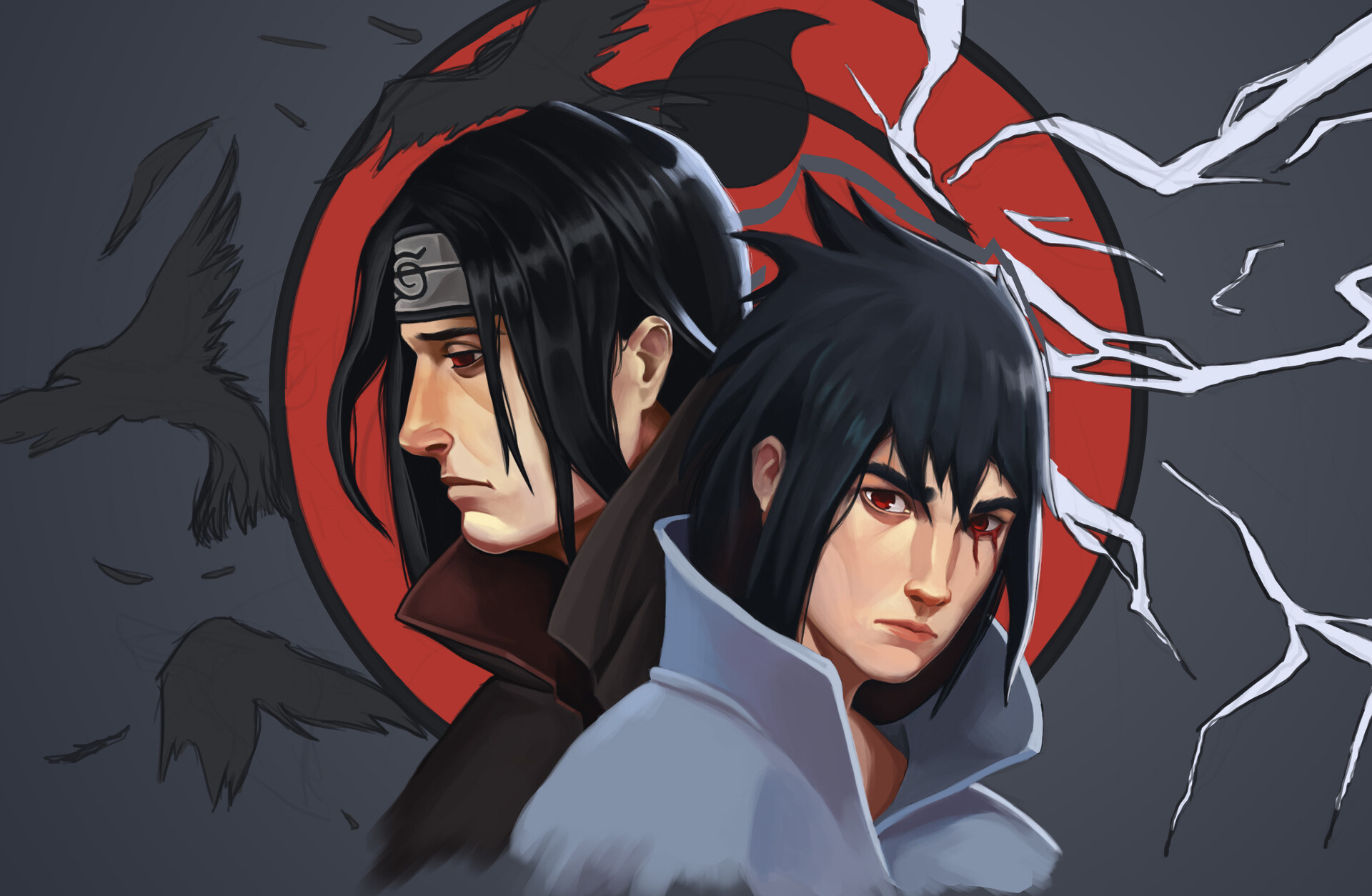 Sasuke Uchiha, Itachi Uchiha, Mangekyo Sharingan, HD Desktop wallpaper