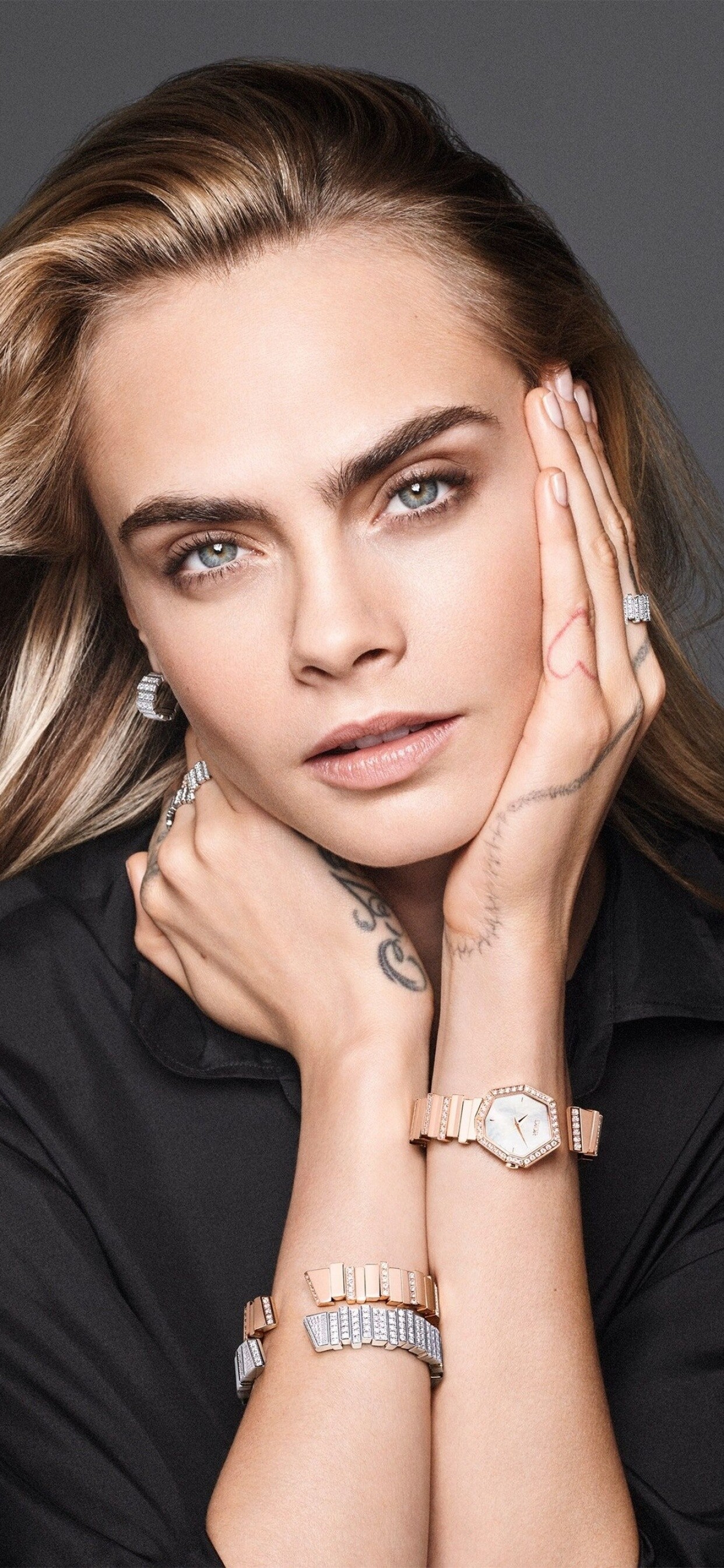 Cara Delevingne, Model portrait, People photography, 4k wallpaper, 1250x2690 HD Phone