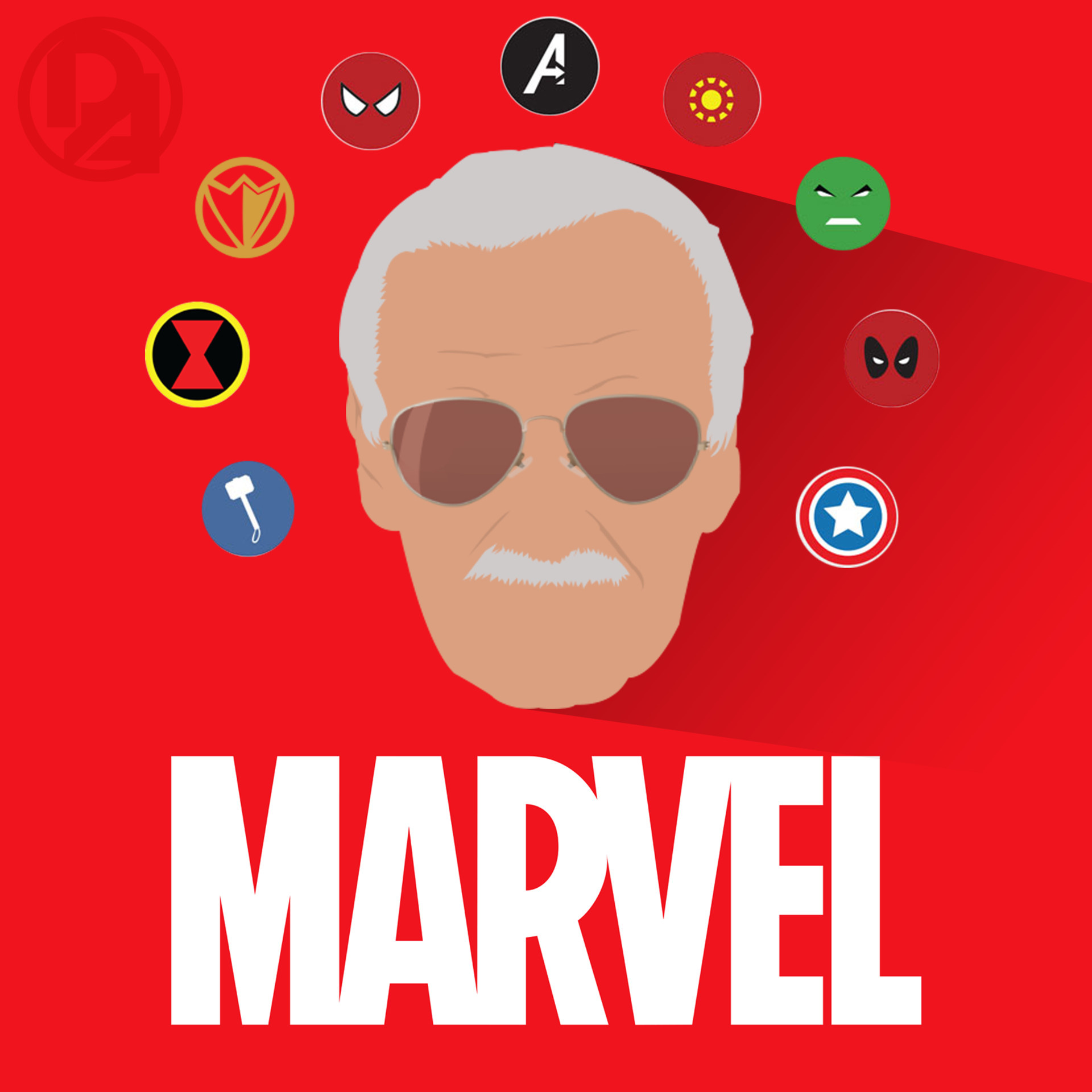 Stan Lee, Marvel Minimalist Wallpaper, 1920x1920 HD Phone