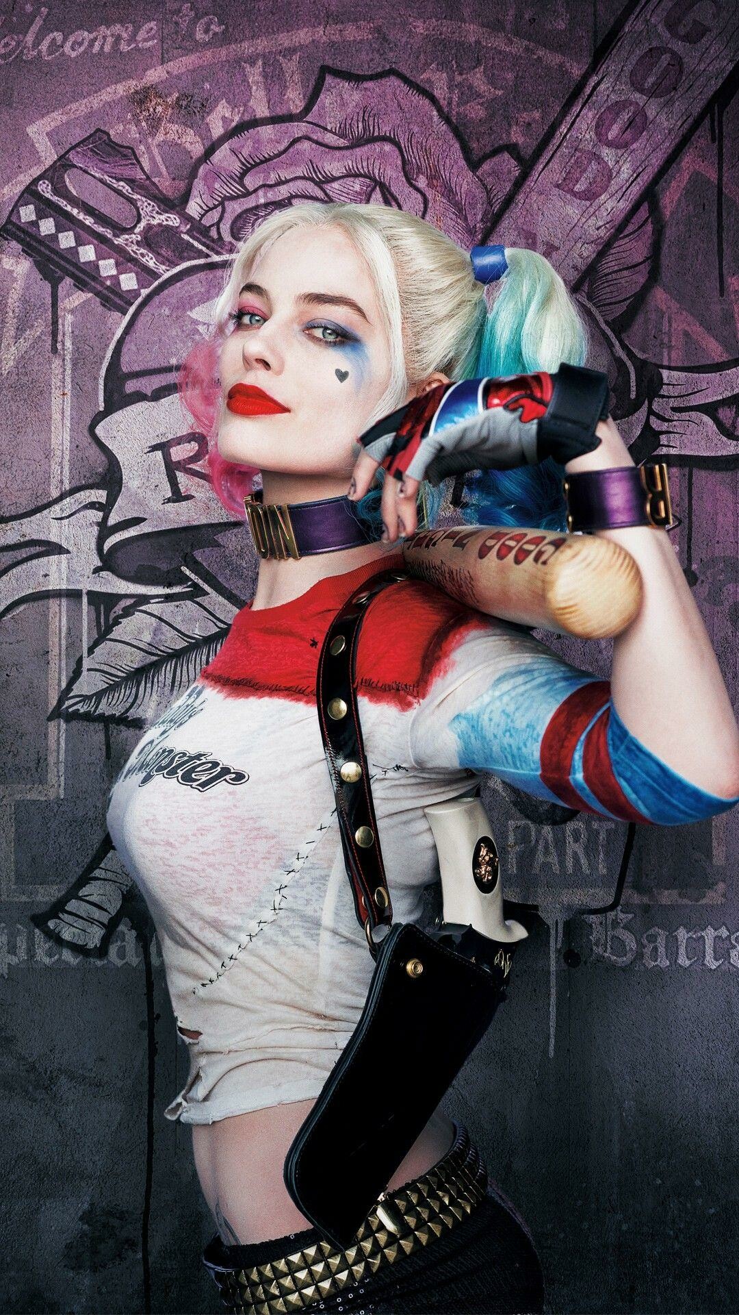 Harley Quinn for mobile, Stunning wallpapers, Comic book charm, Portable heroics, 1080x1920 Full HD Phone