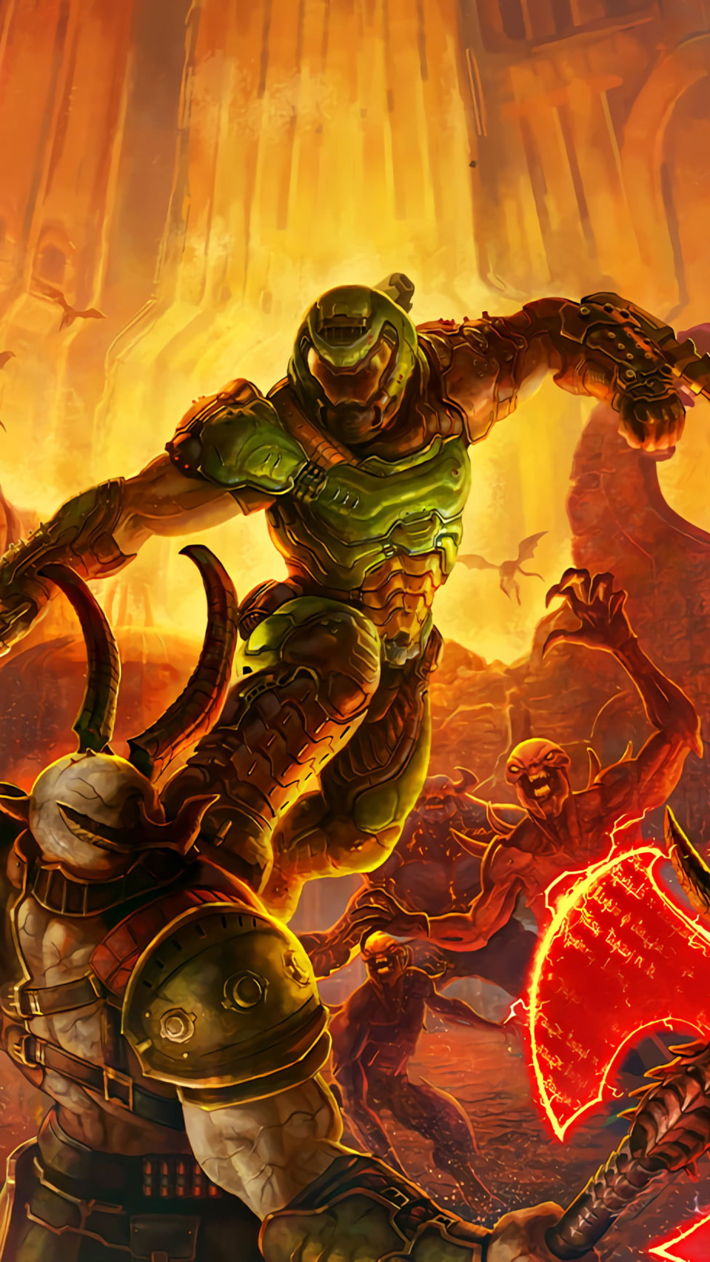Doom Slayer, Glowing Crucible blade, Doom Eternal, HD Phone wallpaper