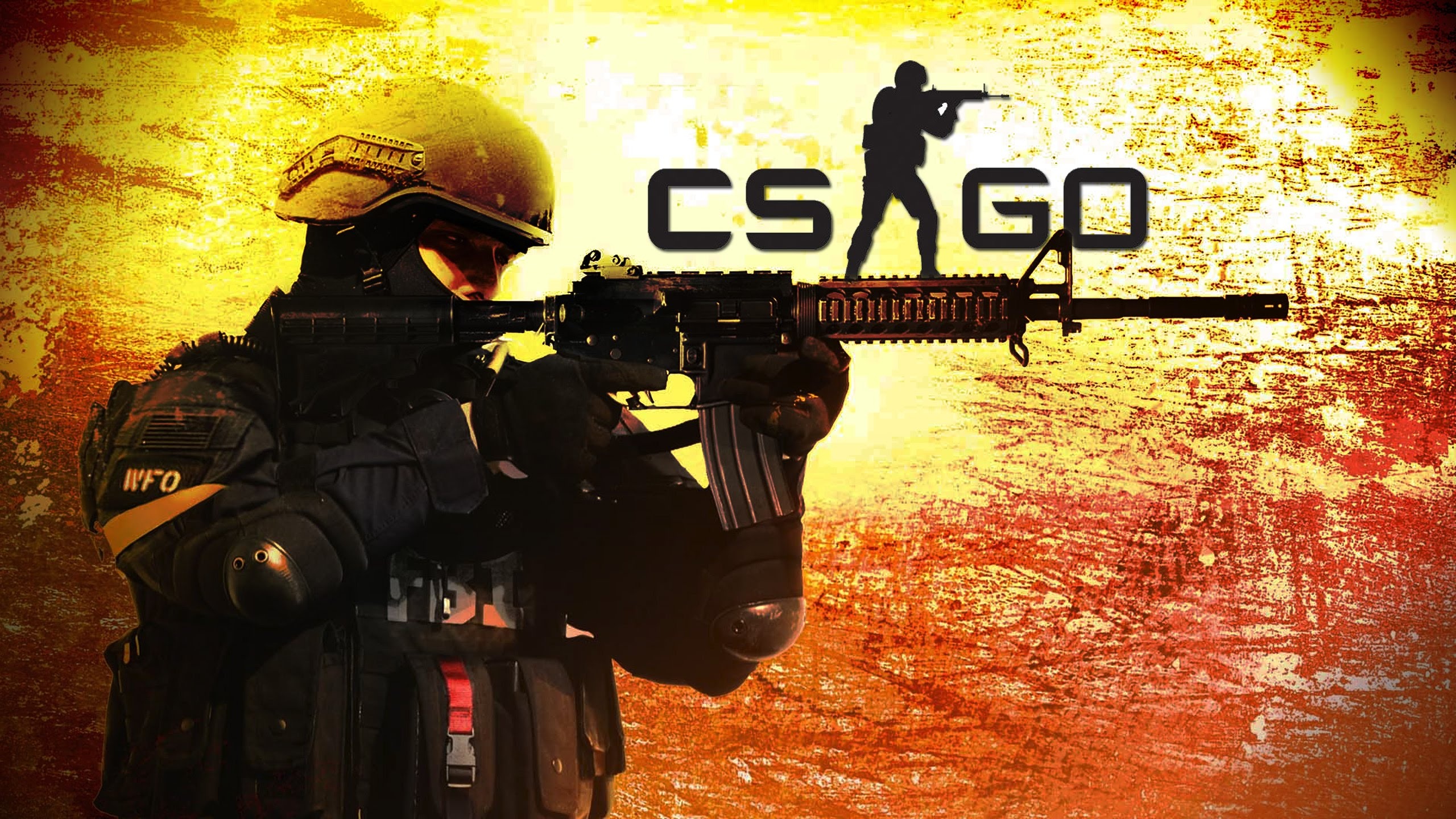 FBI SWAT counter-terrorist, CS GO logo, M4A4 assault rifle, HD Desktop wallpaper