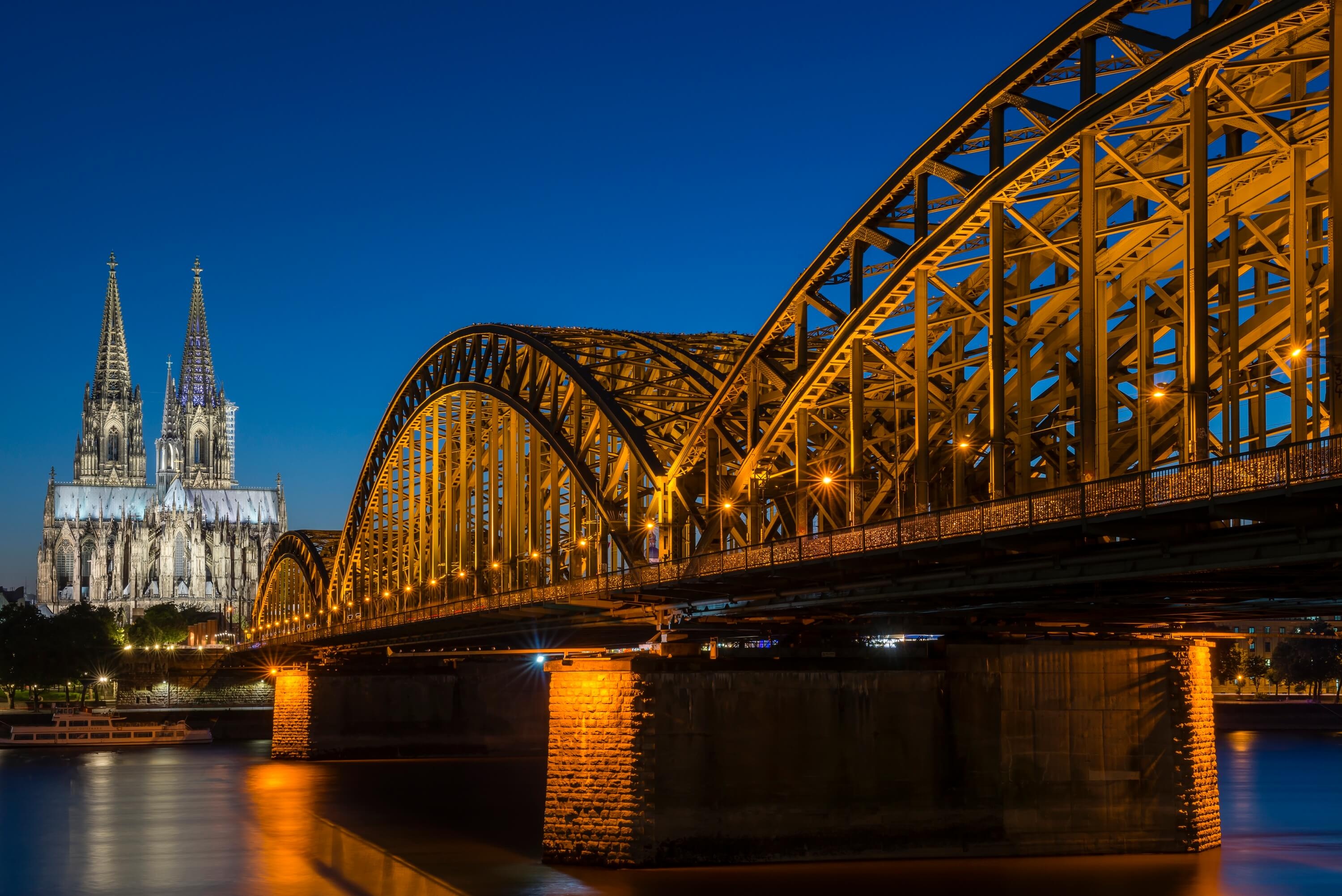 Cologne's Hohenzollern Bridge, German tourism, River crossing, Cityscape views, 3000x2010 HD Desktop