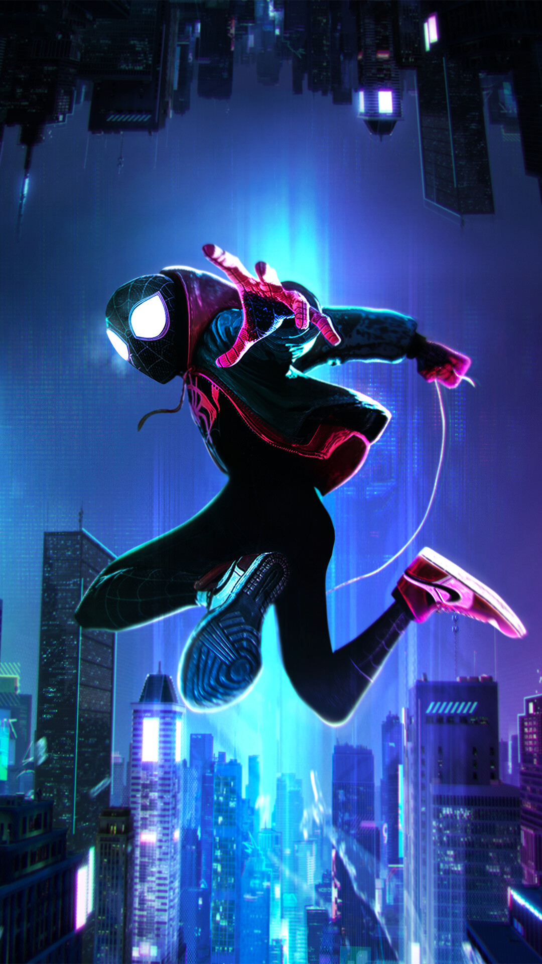 Spider-Man: Into the Spider-Verse, Animated superhero adventure, Multiverse journey, Dynamic visuals, 1080x1920 Full HD Phone