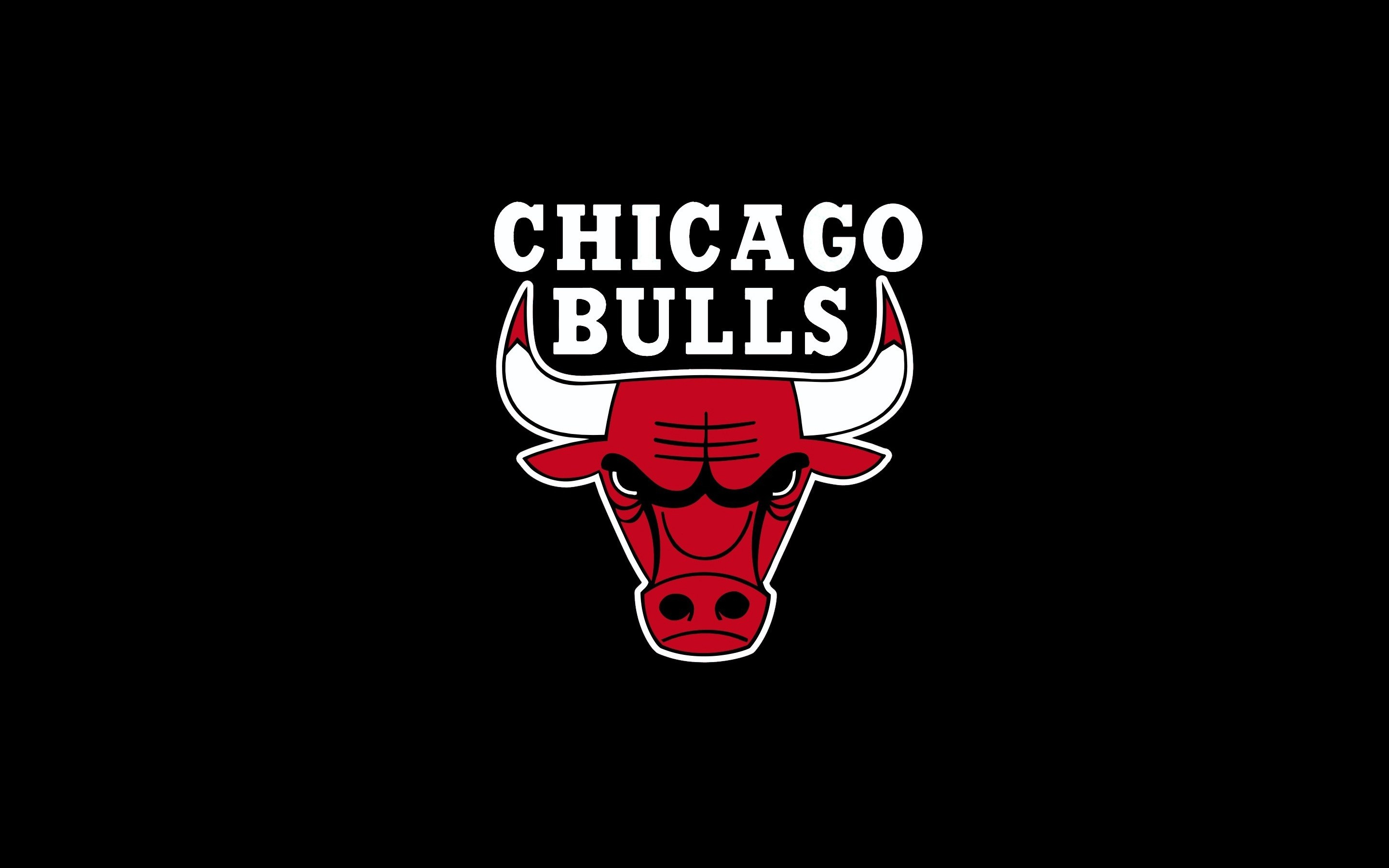 Chicago Bulls logo, Red bull head emblem, Plain black backdrop, HD Desktop wallpaper