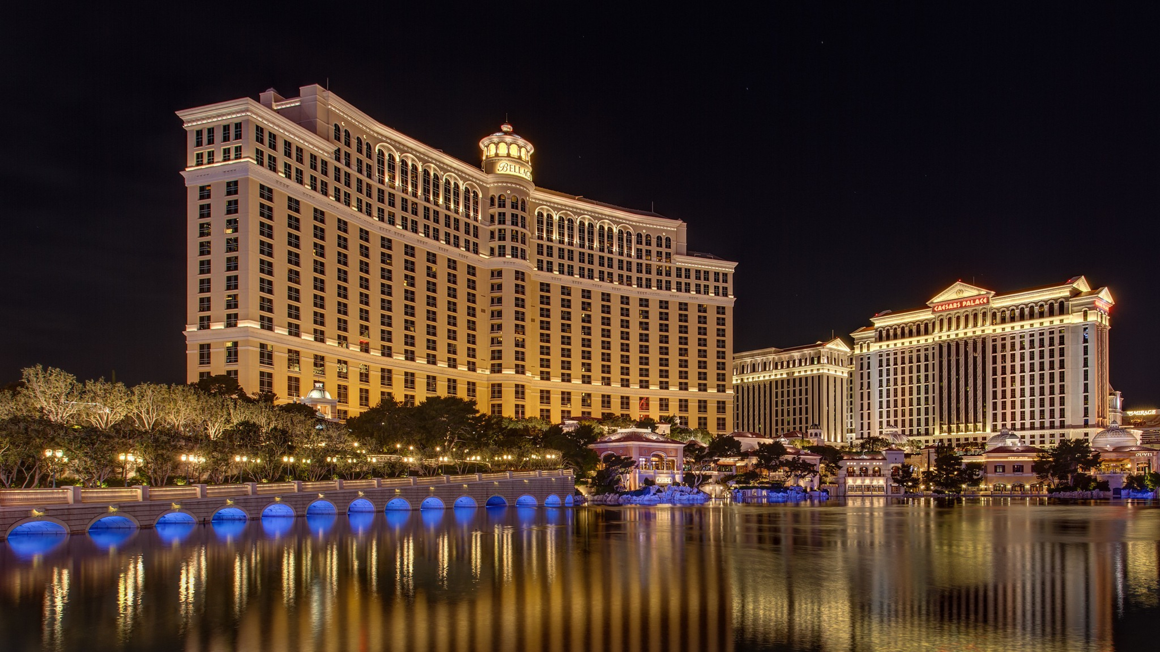 Bellagio and Caesars Palace, Nevada Wallpaper, 3840x2160 4K Desktop