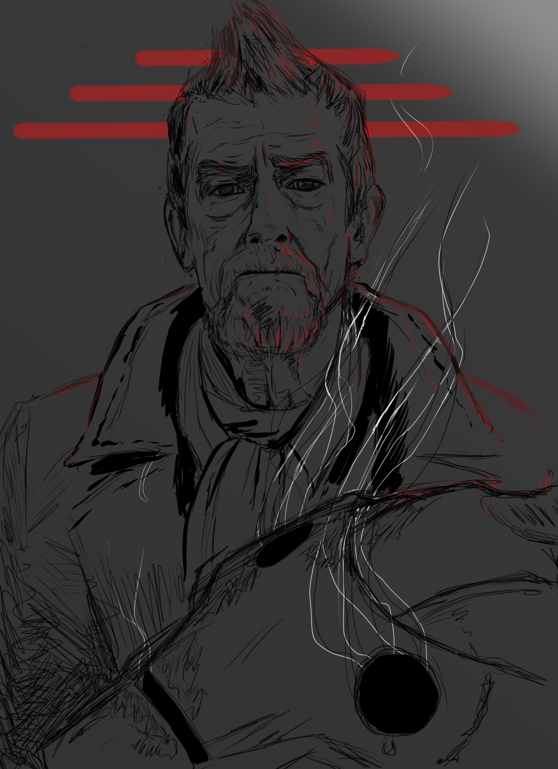 Sketch of John Hurt, Man of War, Doctor Who fan art, Mysterious intrigue, 1850x2550 HD Phone