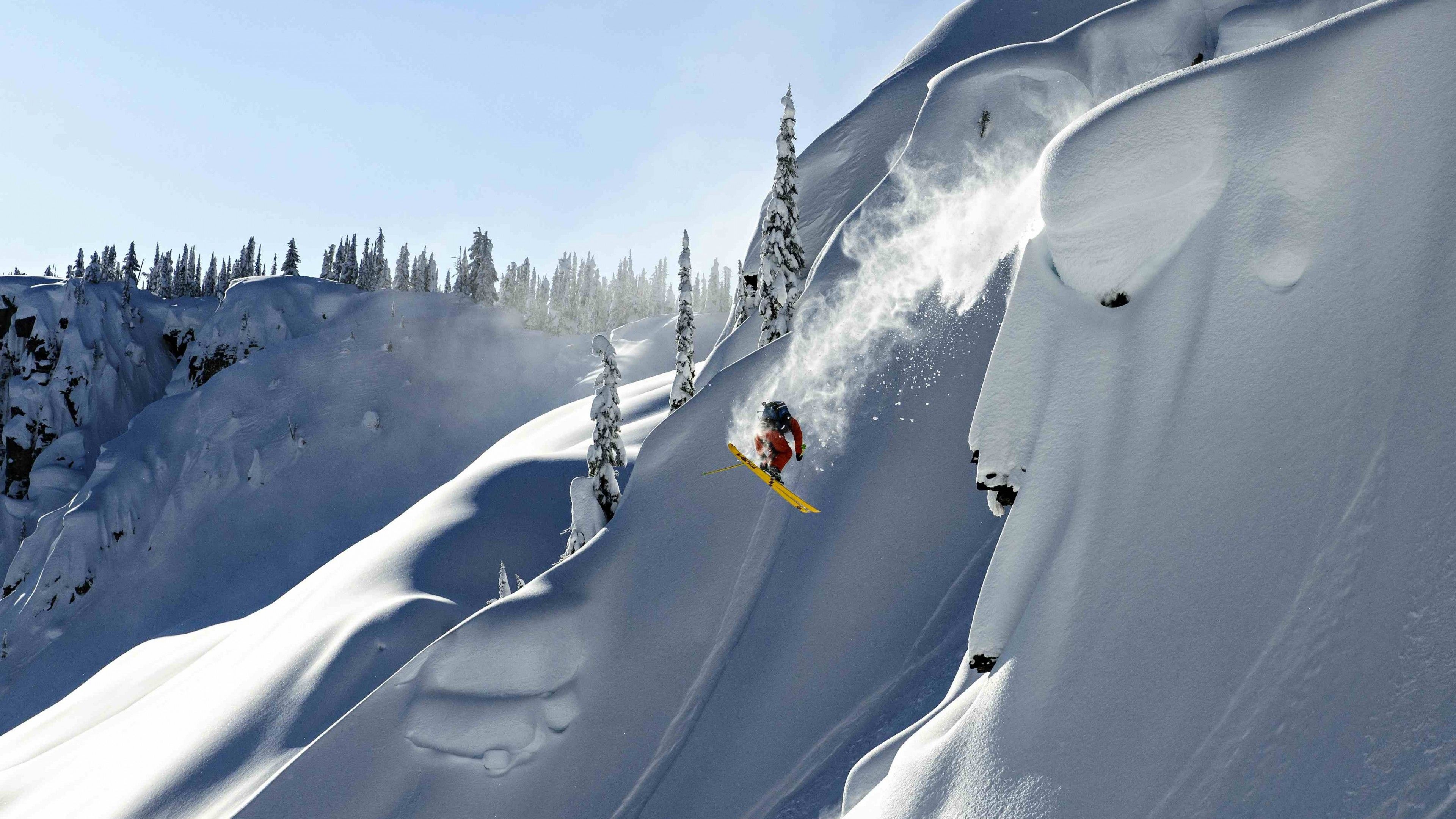 Heli skiing thrill, Breathtaking wallpapers, Extreme skiing, Adrenaline-fueled adventure, 3840x2160 4K Desktop