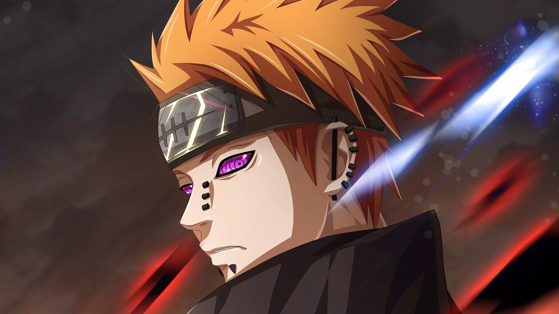 Pain Deva Path, Rinnegan, Scratched Amegakure headband, Full HD Desktop wallpaper