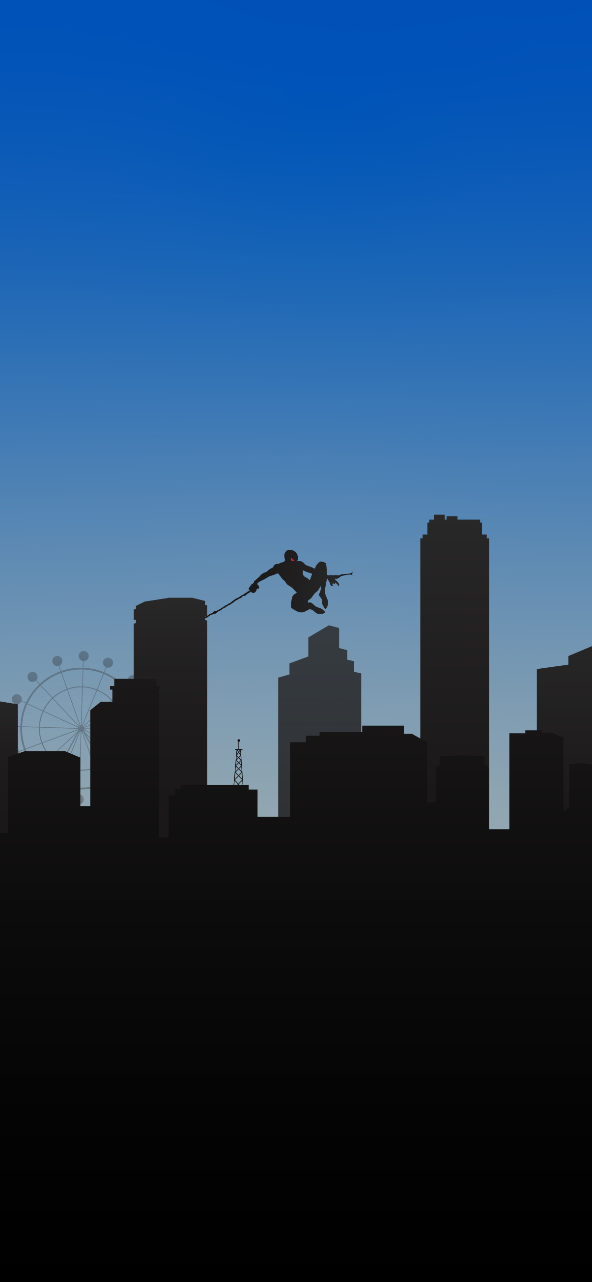 Spider-Man silhouette, city skyline silhouette, Ferris wheel silhouette, HD Phone wallpaper