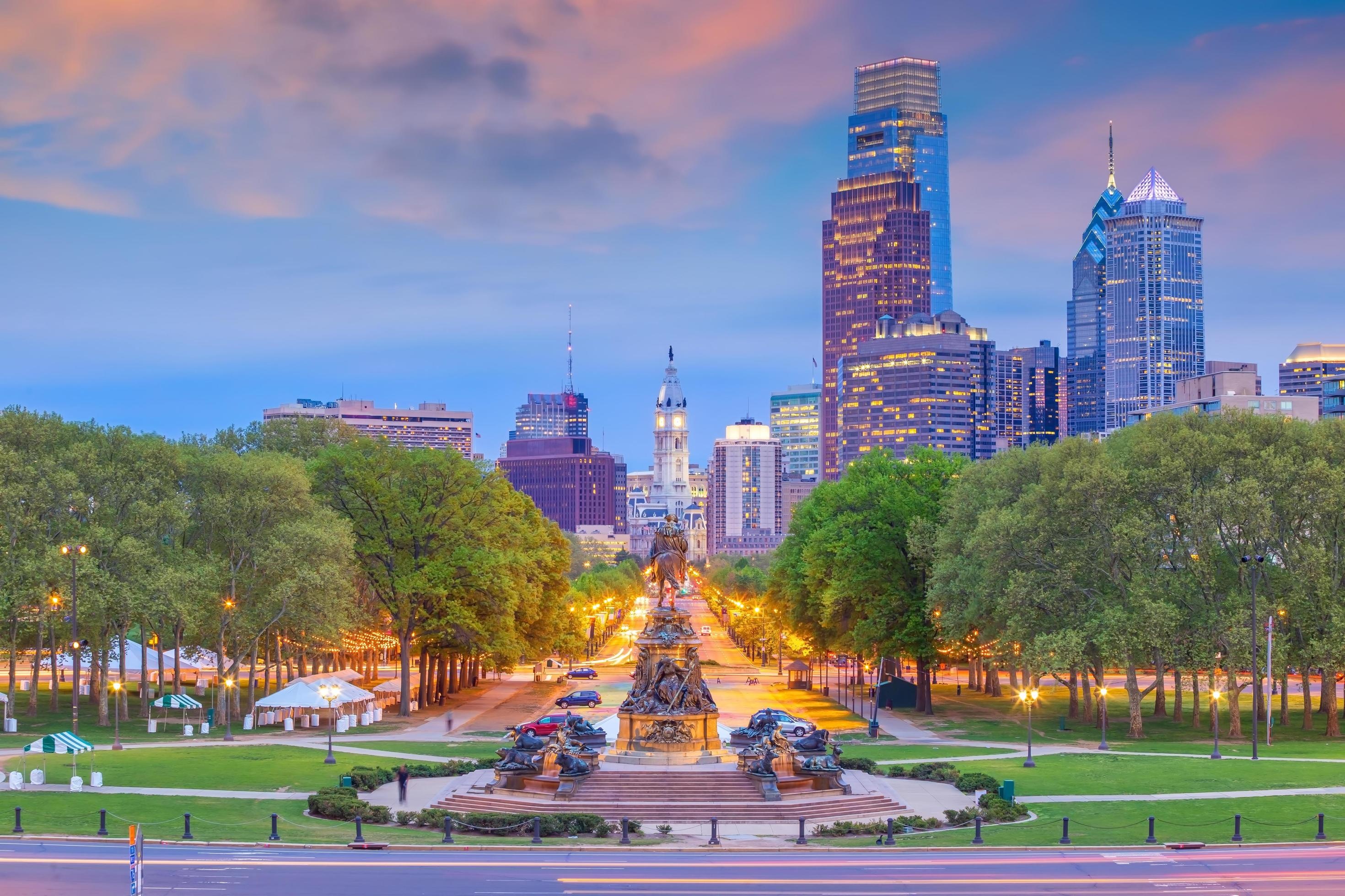 Philadelphia Skyline, Stadtbild der Innenstadt, Pennsylvania, 2940x1960 HD Desktop