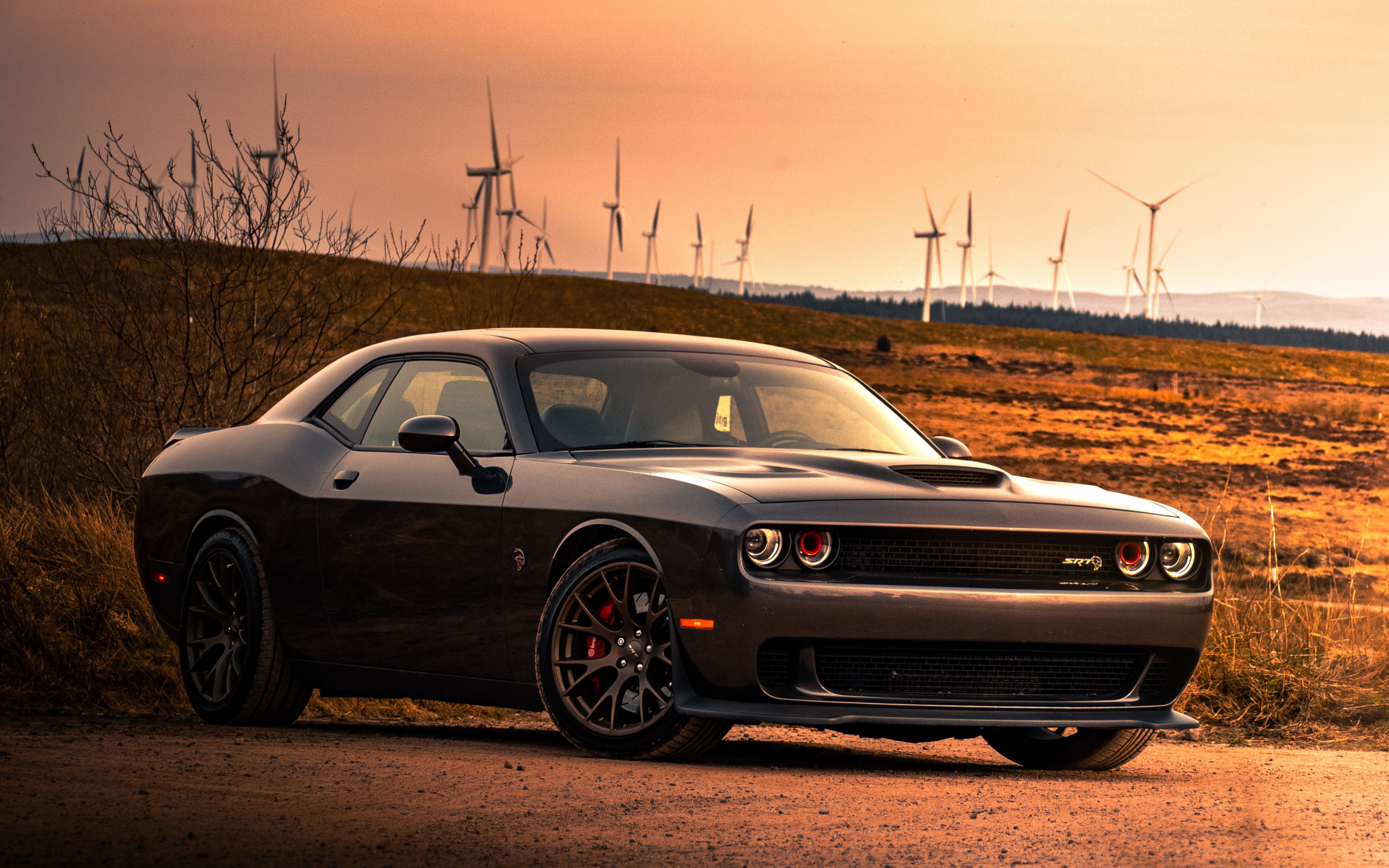 Dodge Challenger, SRT Hellcat, Exterior front view, American sports cars, 2880x1800 HD Desktop