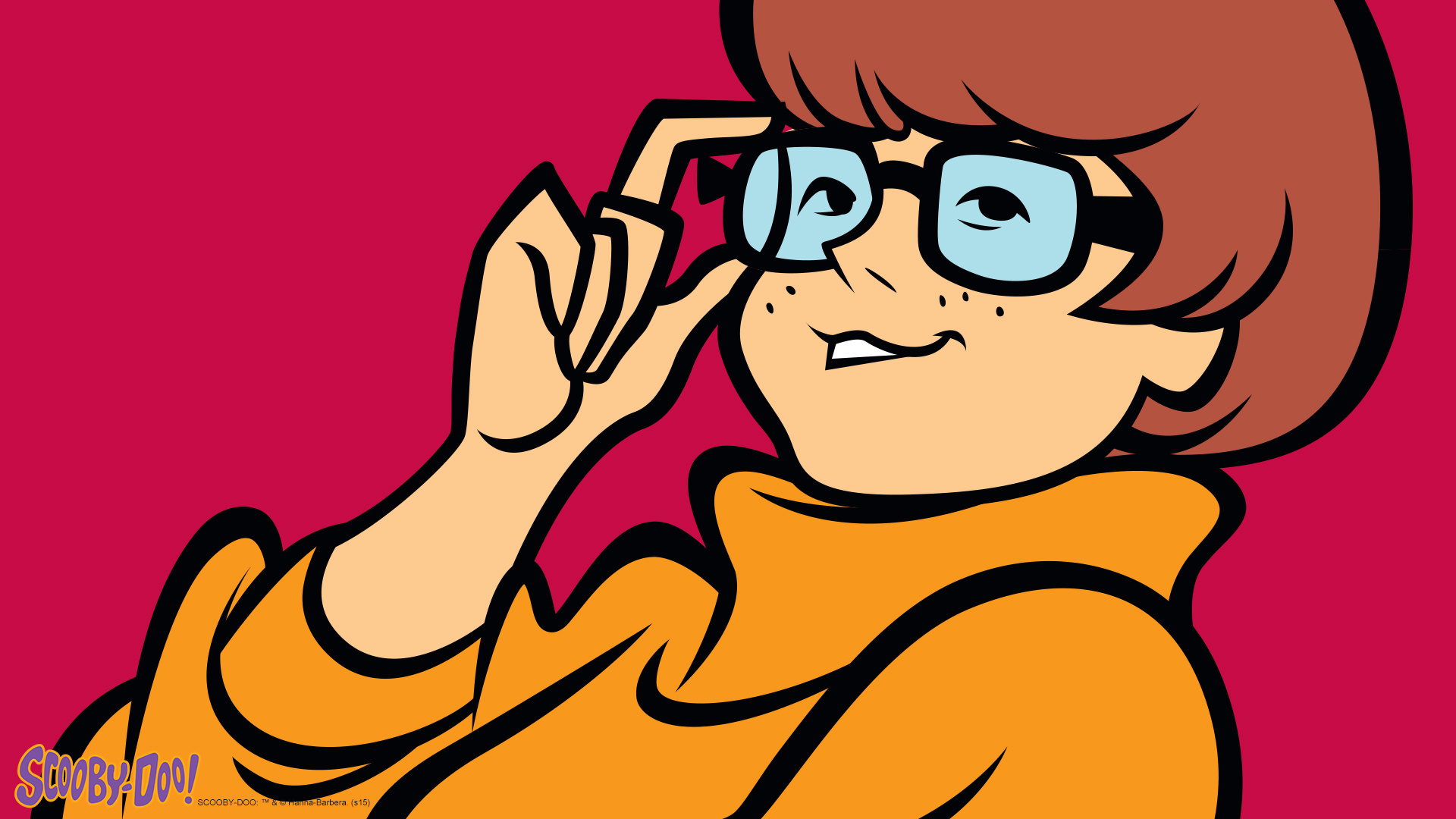 Velma Dinkley, SCOOBY-DOO! logo, orange turtleneck sweater, Full HD Desktop wallpaper