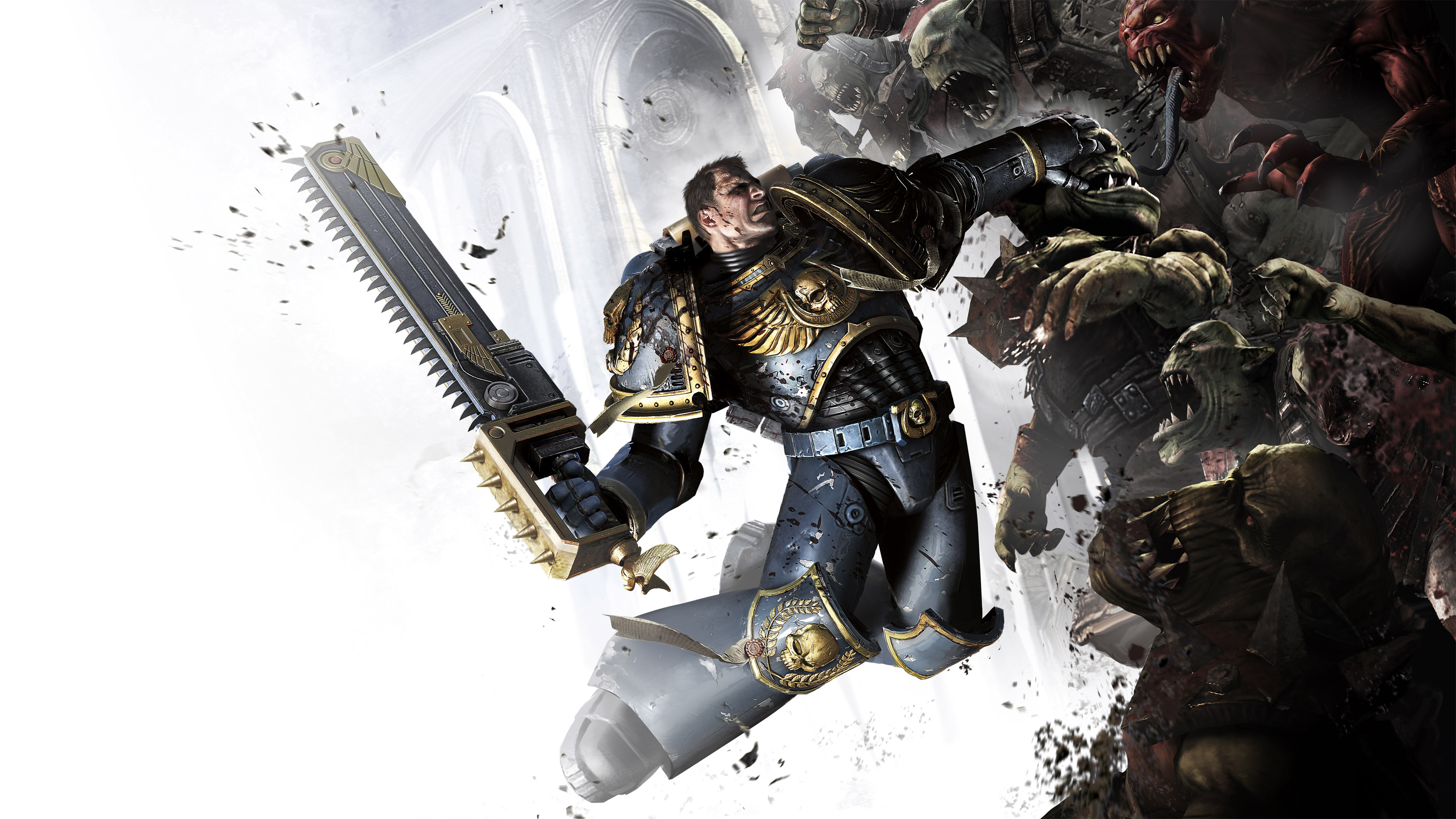 Captain Titus, Astartes Chainsword, Warhammer 40,000 Orks, 4K Desktop wallpaper