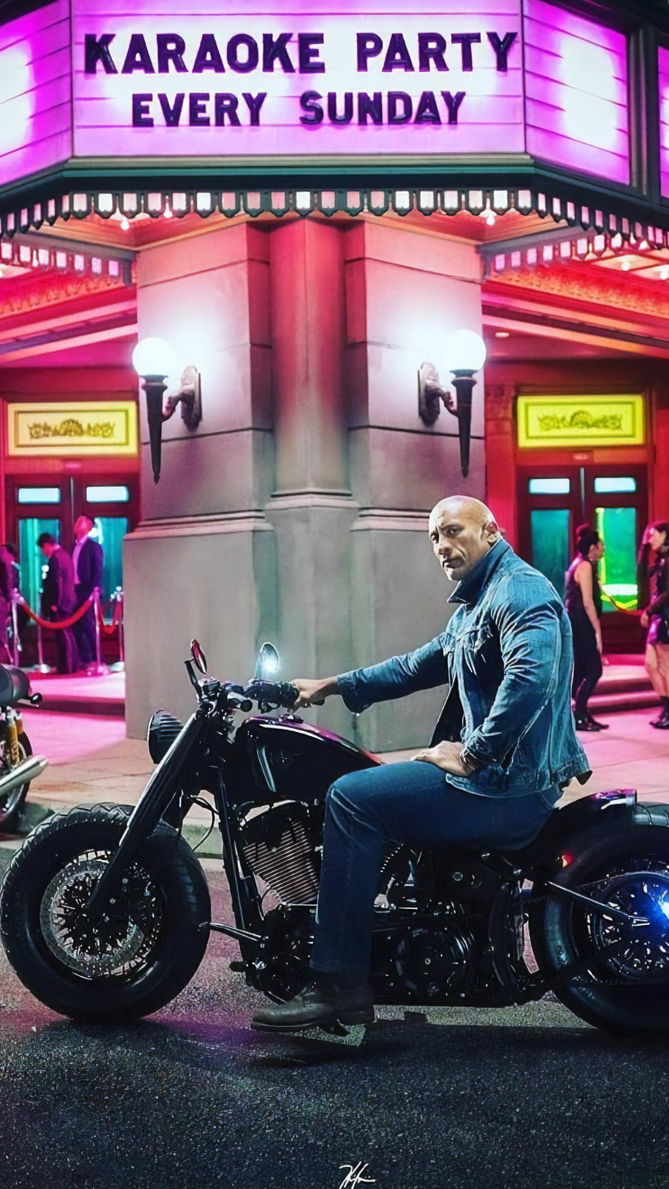 Dwayne Johnson on Harley Davidson, Sony Xperia X wallpapers, HD 4K background, Music and motorbikes, 2160x3840 4K Phone