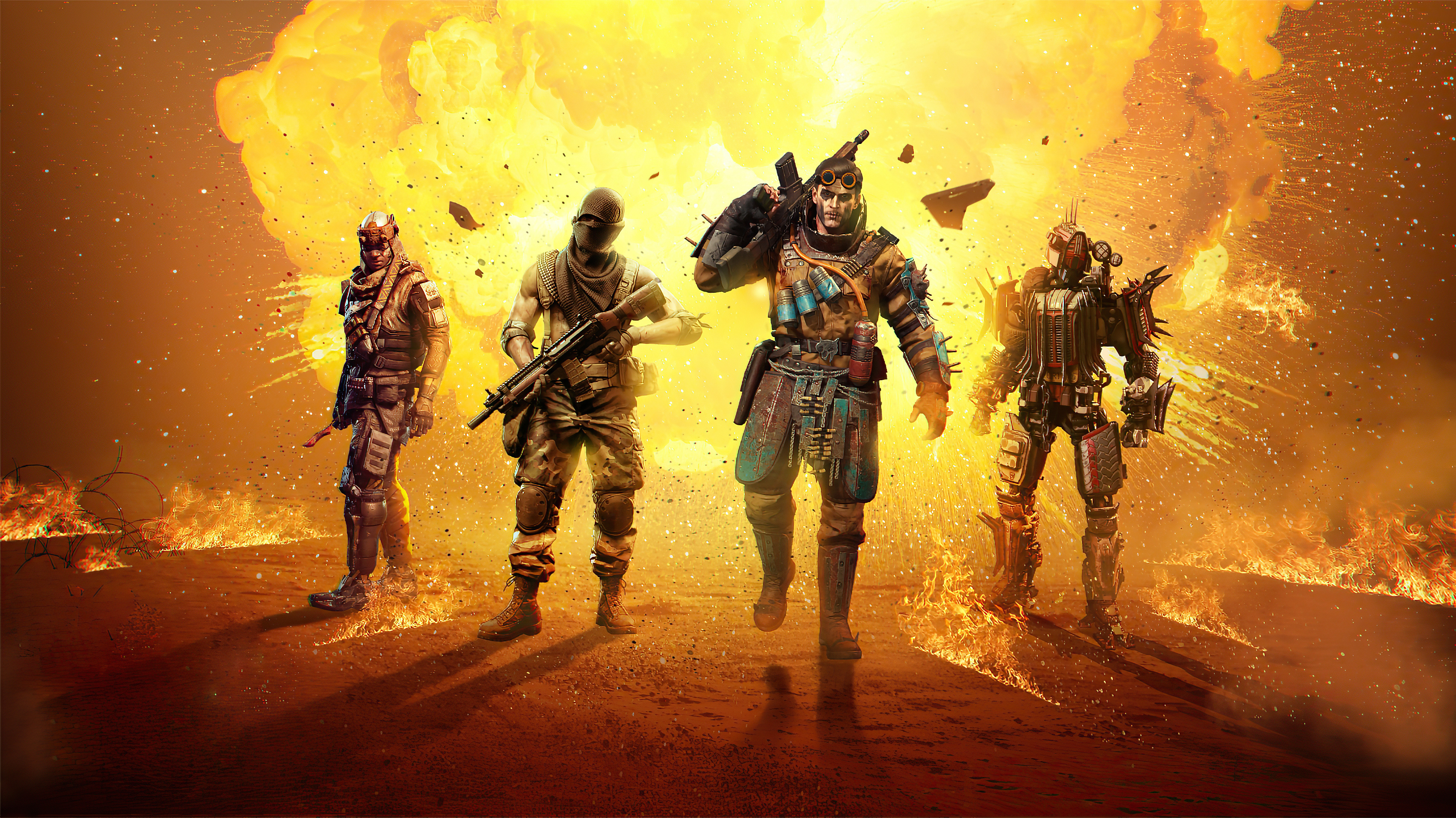 Call of Duty: Mobile, post-apocalyptic strike team, massive fiery explosion, 4K Desktop wallpaper