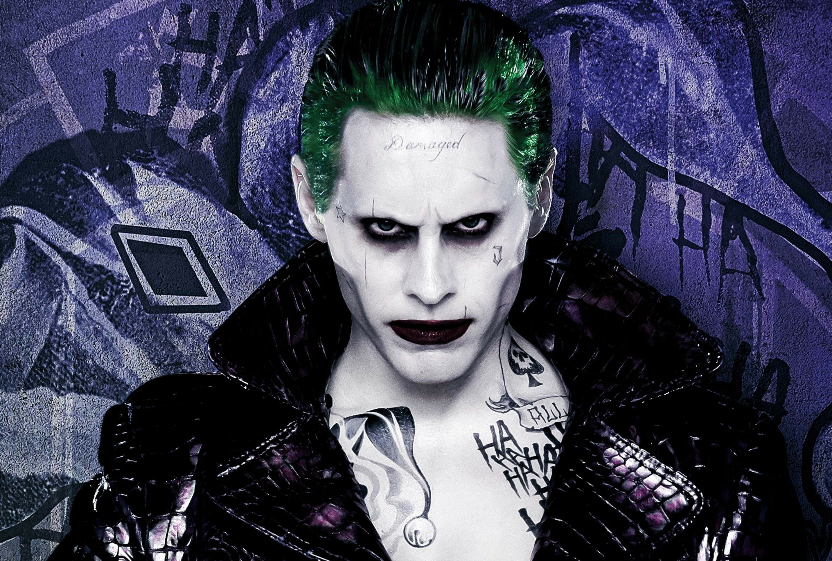 Download Suicide Squad wallpapers, Joker's tattoos, Memorable imagery, Impressive art, 2870x1940 HD Desktop