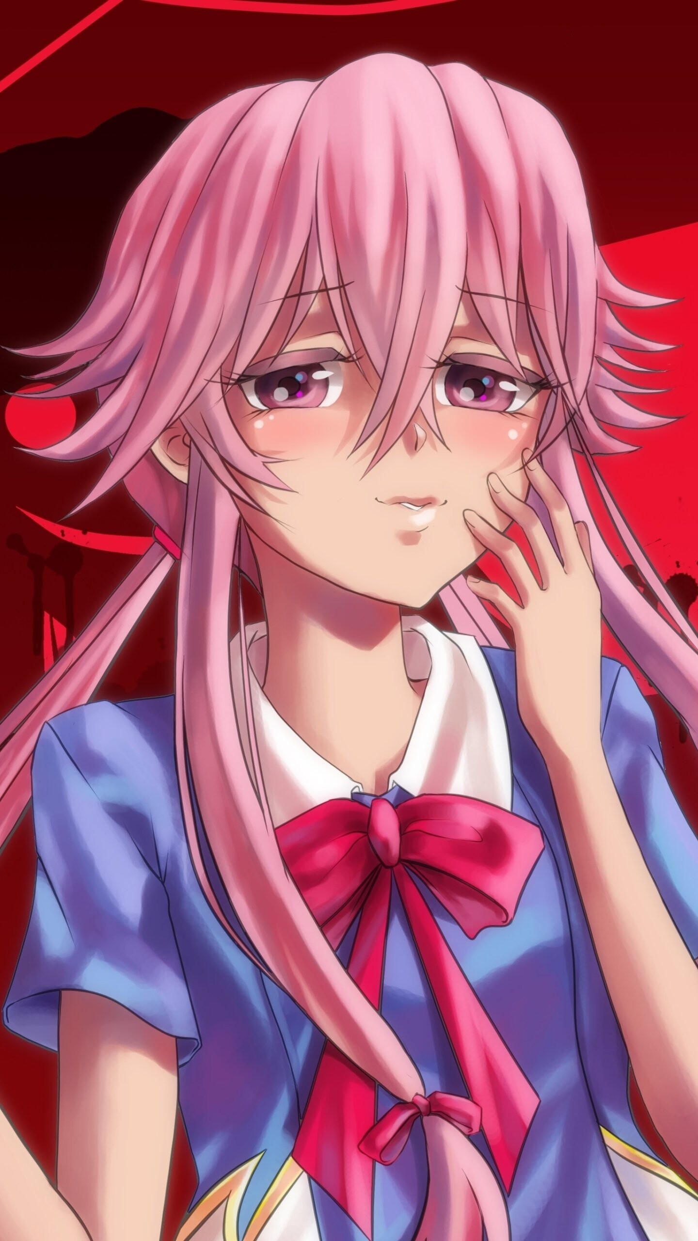 Gasai Yuno, anime, mirai nikki, 1440x2560 HD Phone