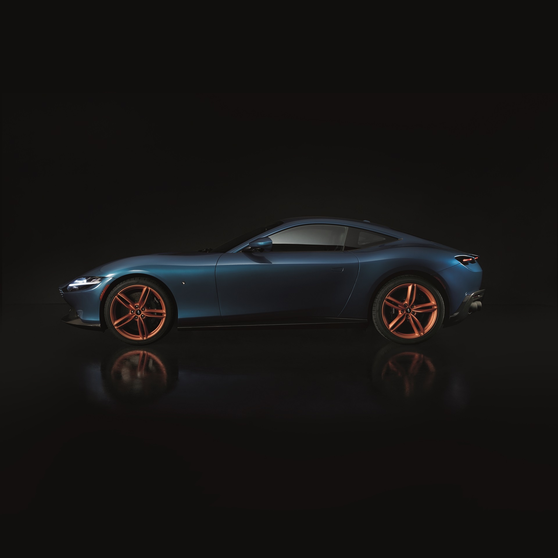 Ferrari Roma, Cool hunting beauty, Side profile marvel, Breathtaking precision, 1920x1920 HD Phone