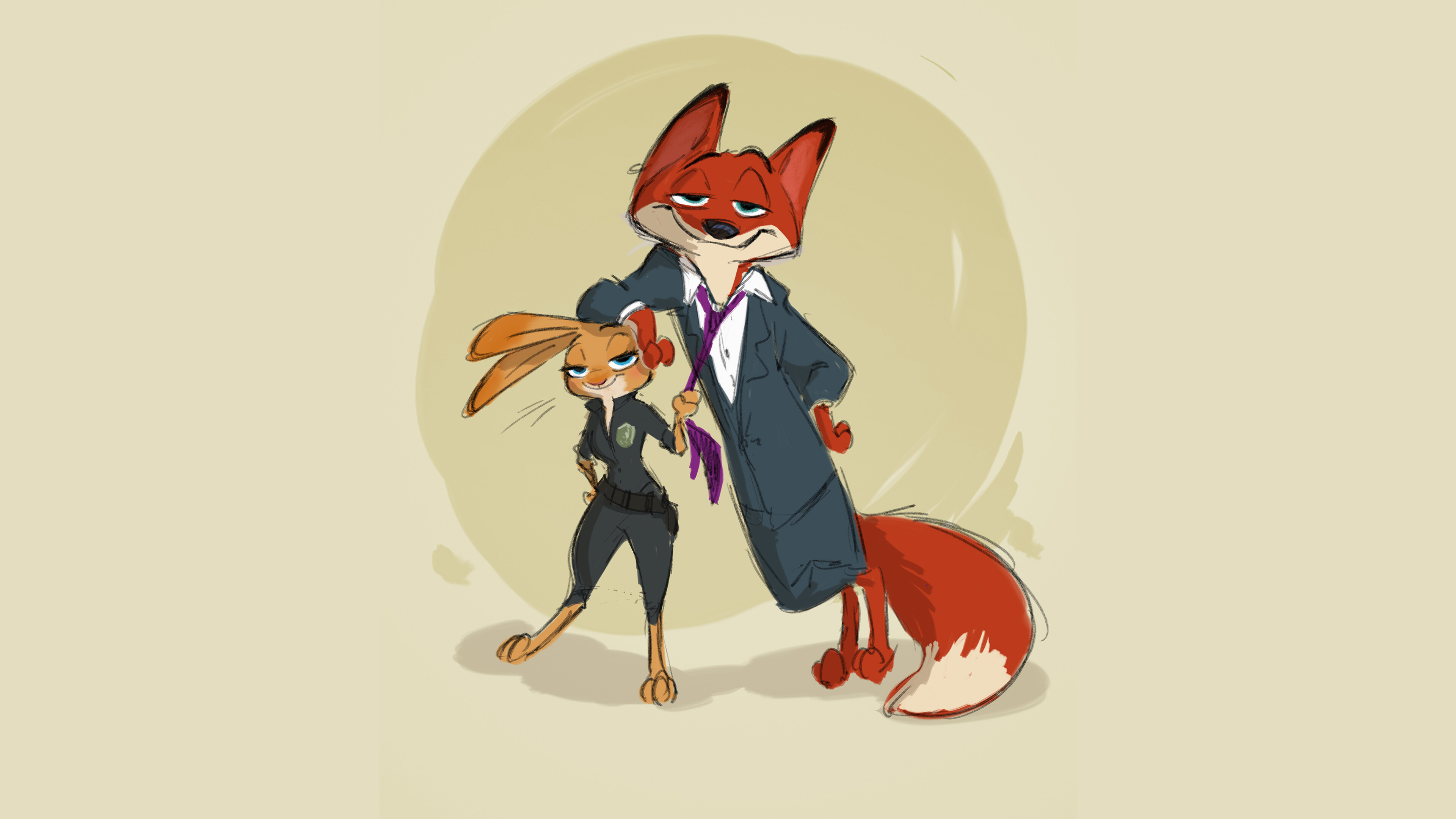 Zootopia, Au54 art, Cute animal, Illustration, 3840x2160 4K Desktop