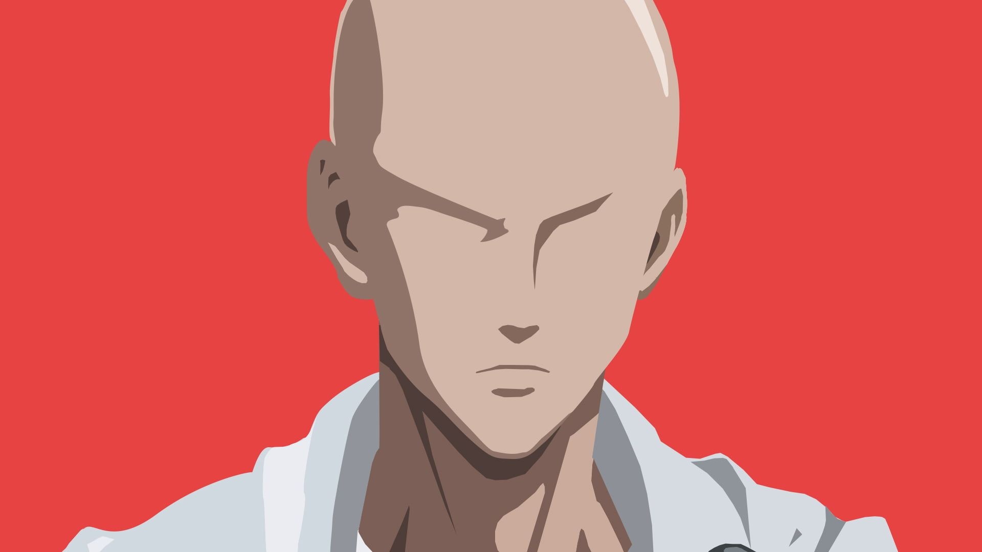 Saitama, One-Punch Man, Solid red background, Full HD Desktop wallpaper