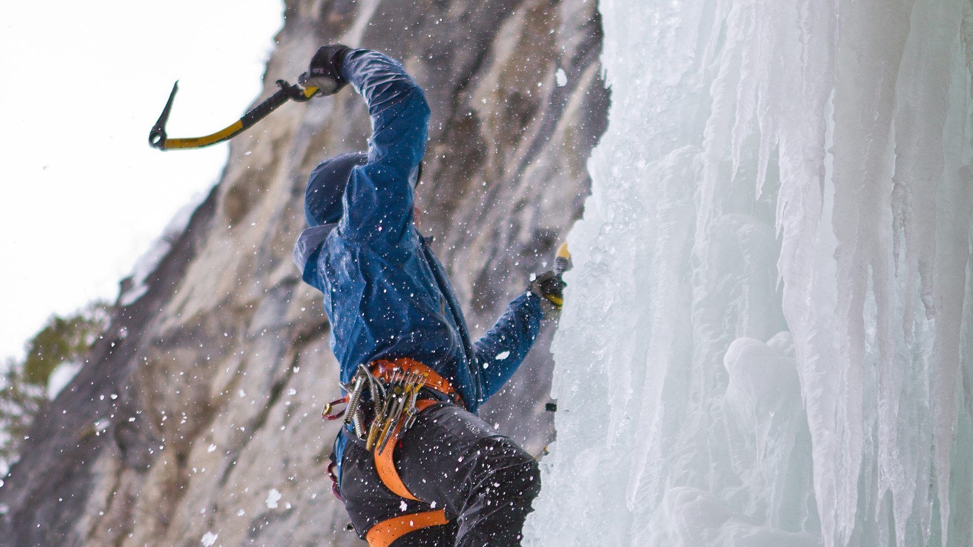 Ice climbing wallpapers, Frozen adventure, Thrilling ice climbing, Vertical winter sport, 1920x1080 Full HD Desktop
