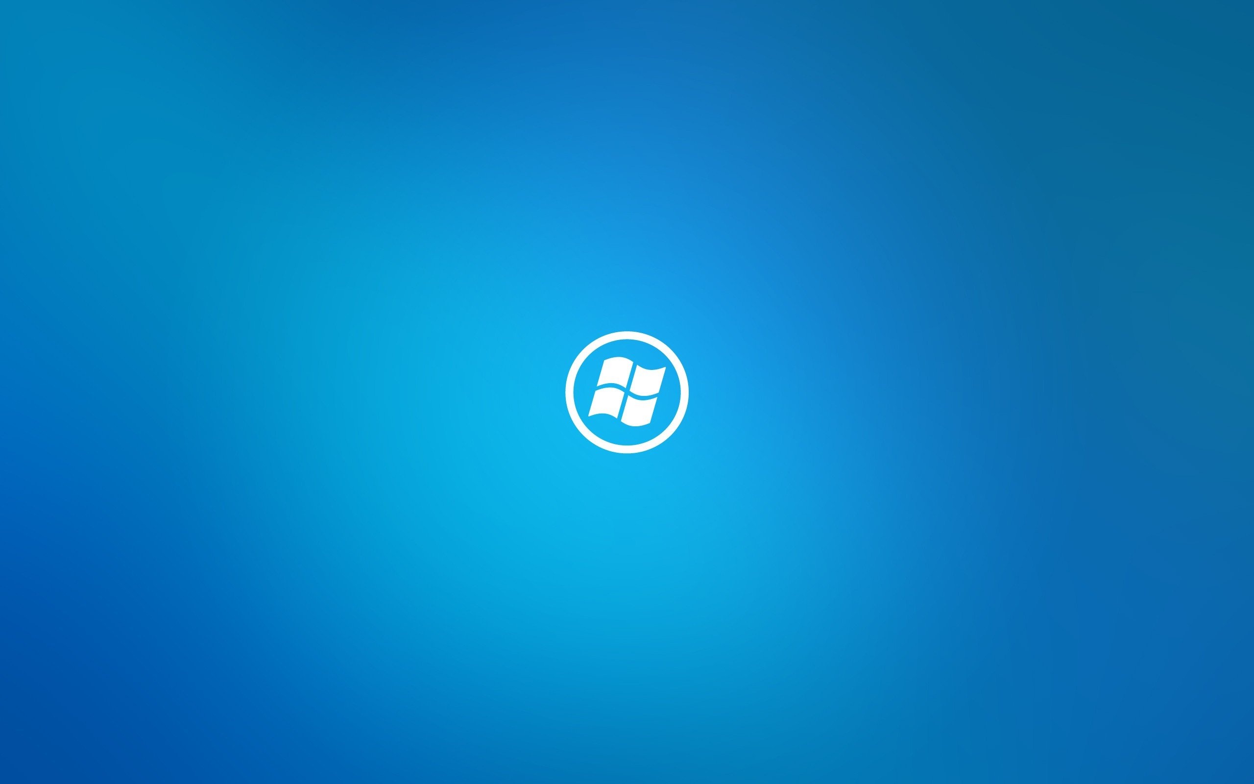 Microsoft Windows logo, white circular emblem, blue gradient backdrop, HD Desktop wallpaper
