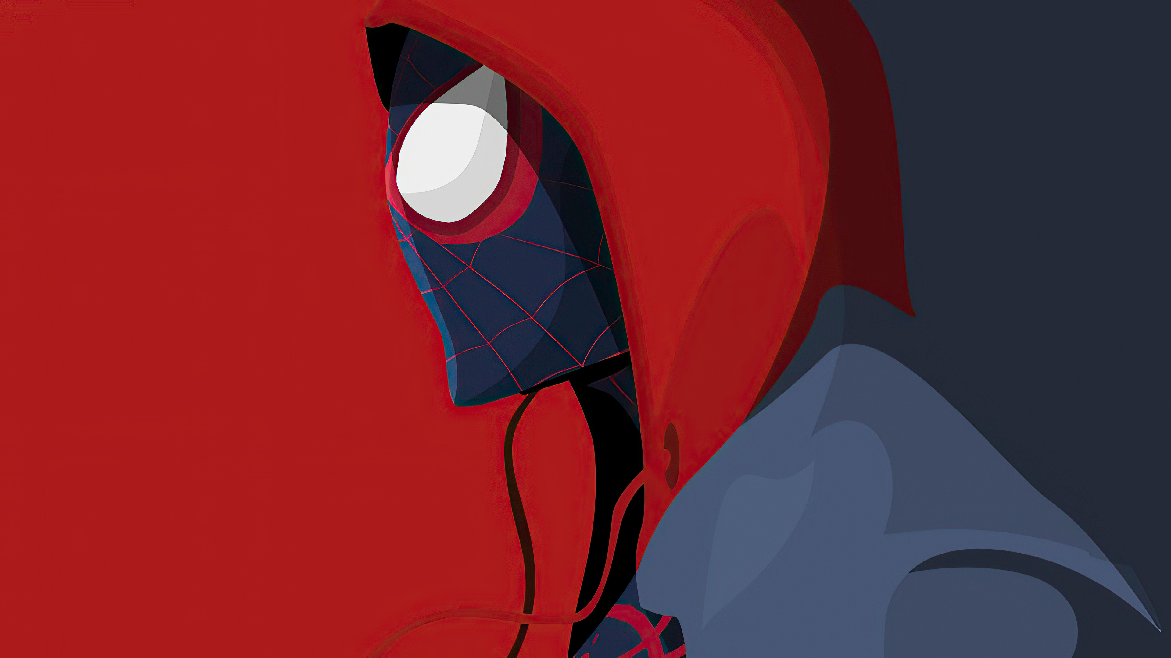 Miles Morales, Into the Spider-Verse hoodie, minimalist vector illustration, 4K Desktop wallpaper