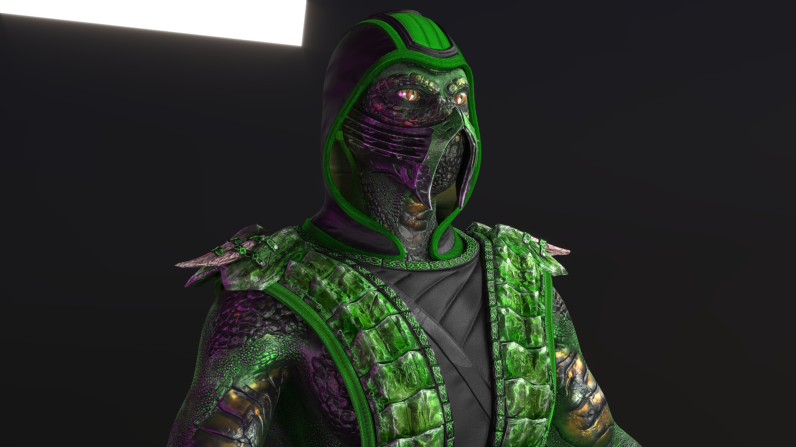 Reptile, 3D model, RMortalKombat, 2560x1440 HD Desktop