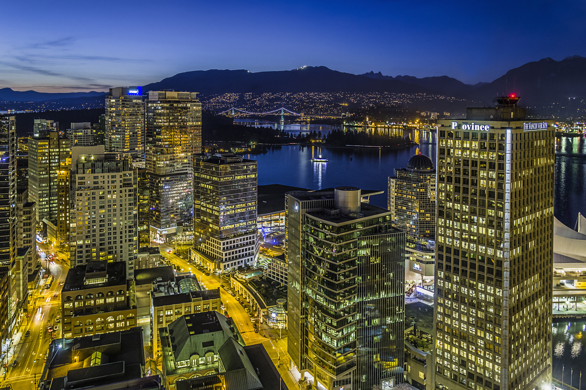 Night city lights in Vancouver, Canada, Captivating urban landscapes, Stunning cityscape, Japanese influence, 2050x1370 HD Desktop