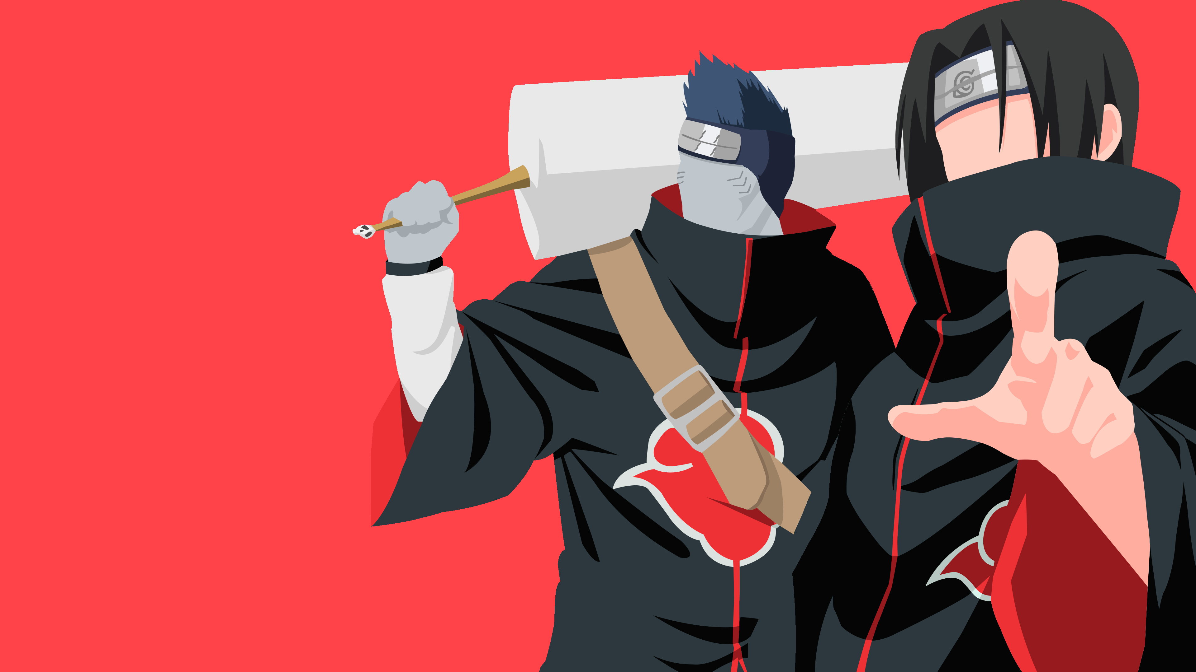 Itachi Uchiha, Kisame Hoshigaki, Samehada sword, 4K Desktop wallpaper