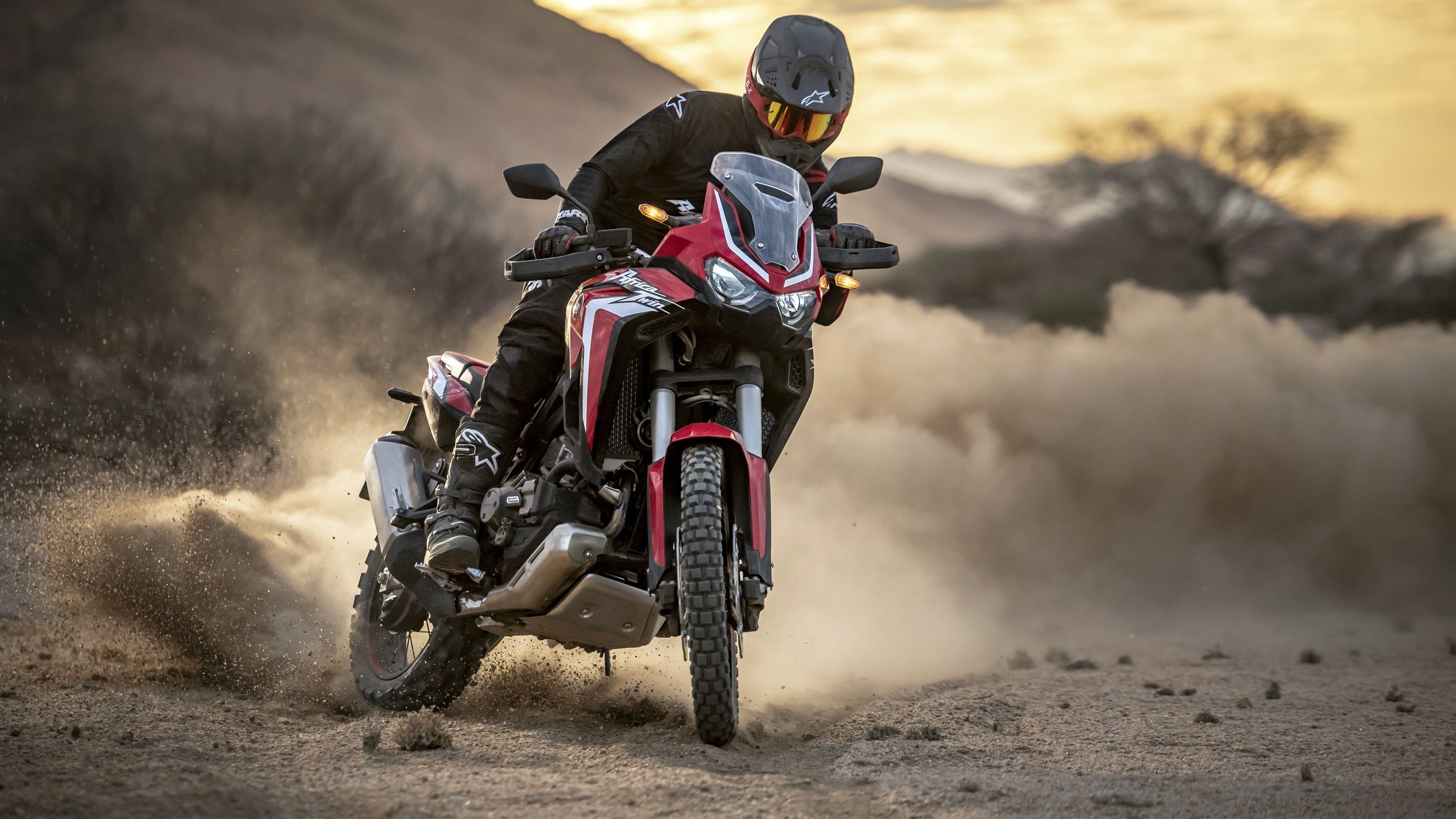 Skidding, Honda Africa Twin Wallpaper, 3000x1690 HD Desktop
