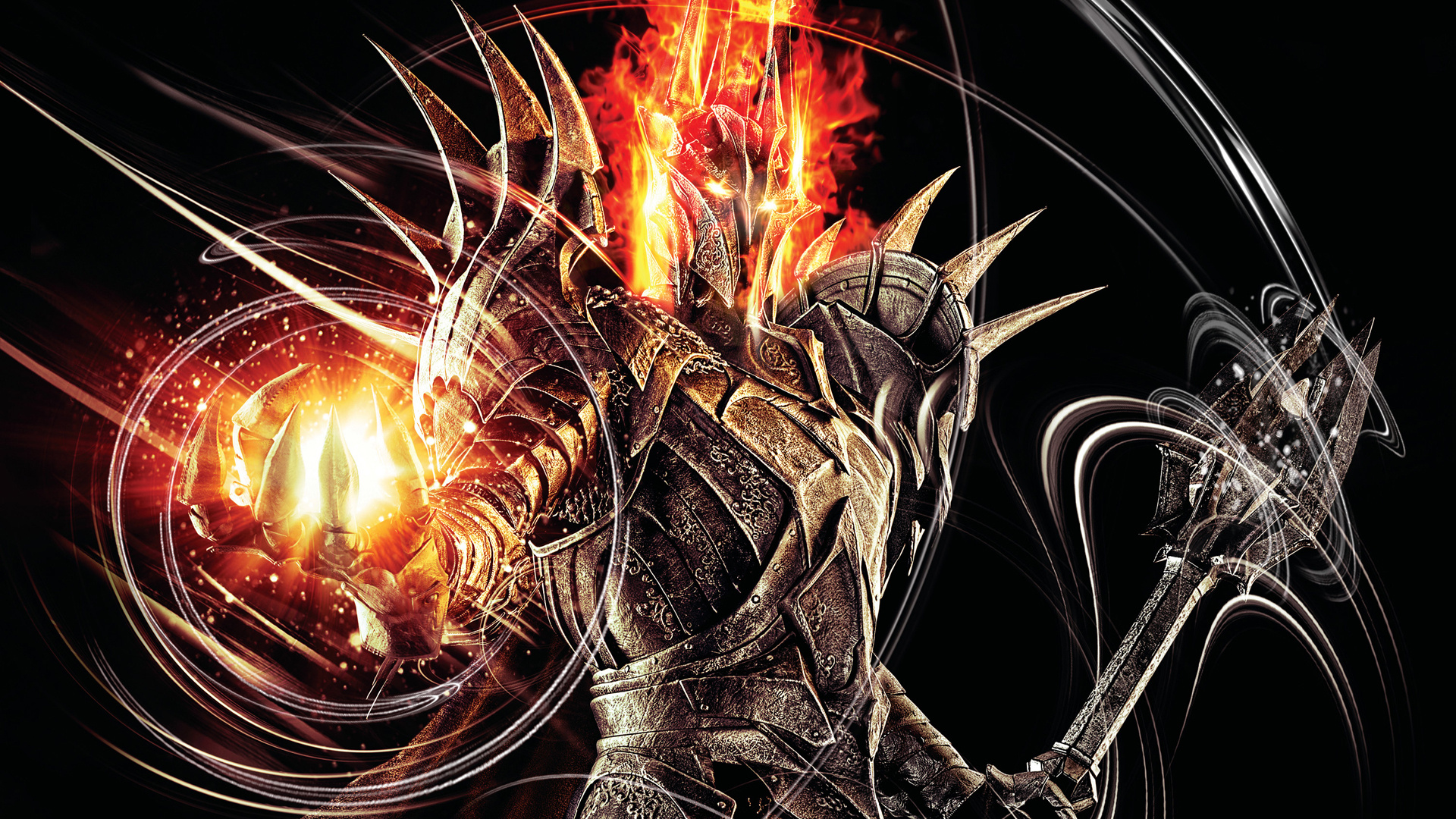Lord of the Rings, Warrior magic, Sauron armor, Helmet games, 1920x1080 Full HD Desktop