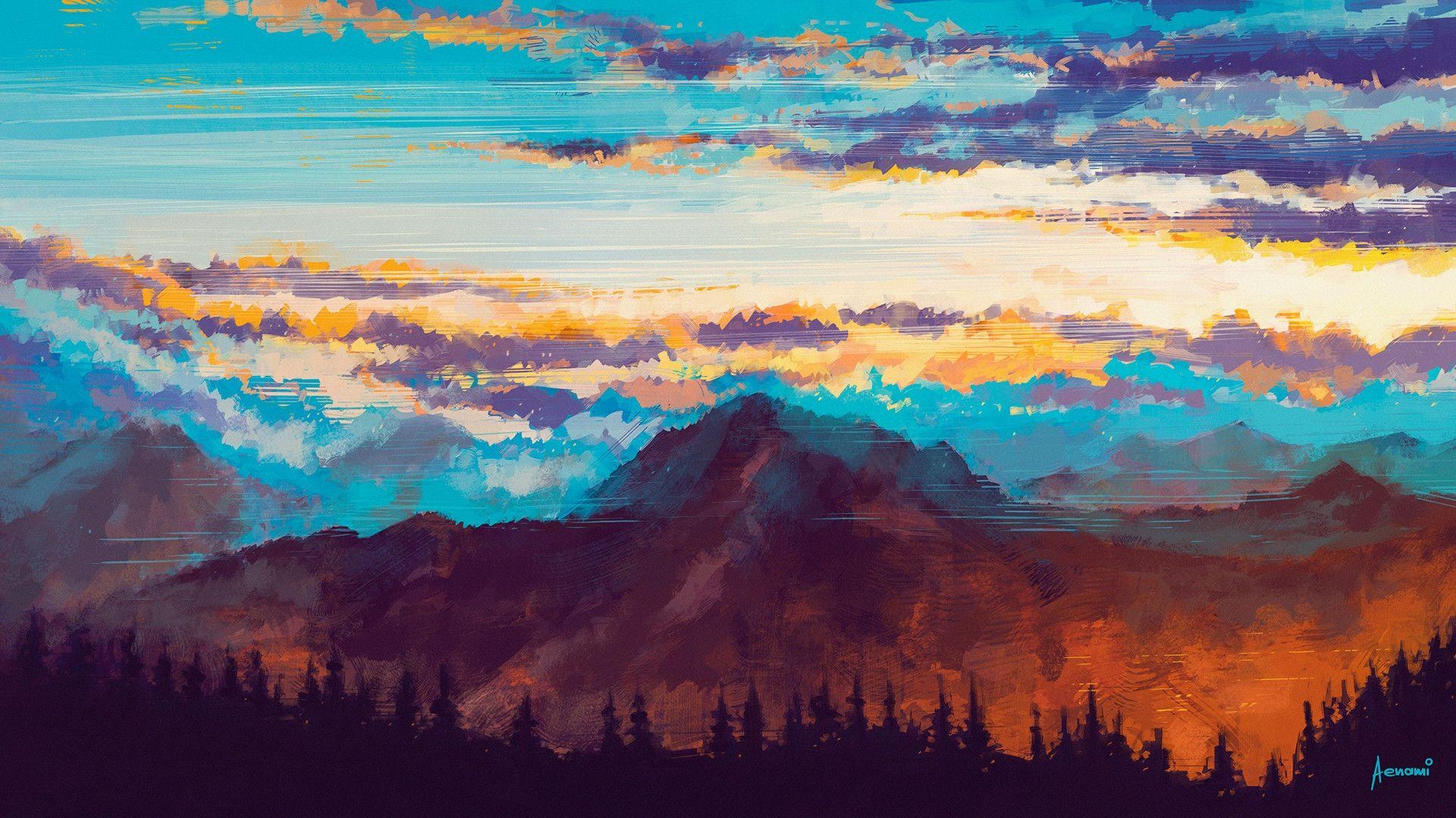 Mountains Landscape Nature Digital Art 1920x1080