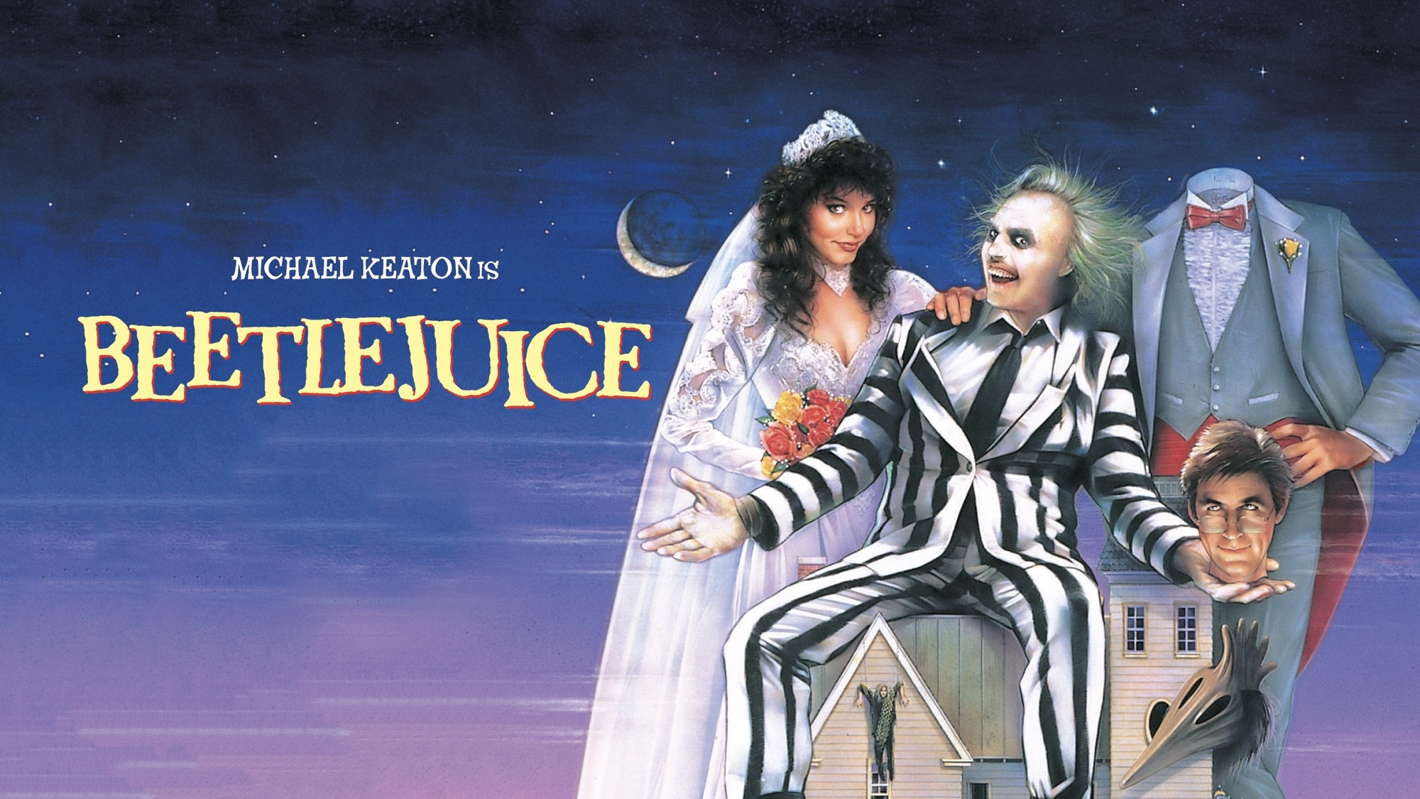 Michael Keaton, Beetlejuice character, Tim Burton, Classic movie, 2000x1130 HD Desktop