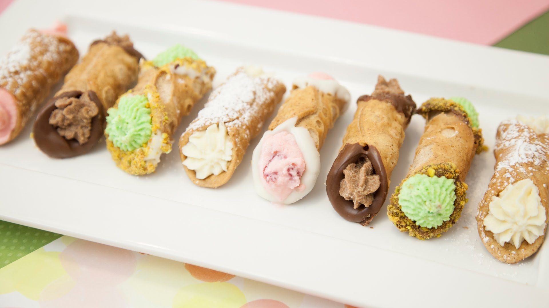 Mini cannolis, 4 flavors, Recipe flow, 1920x1080 Full HD Desktop