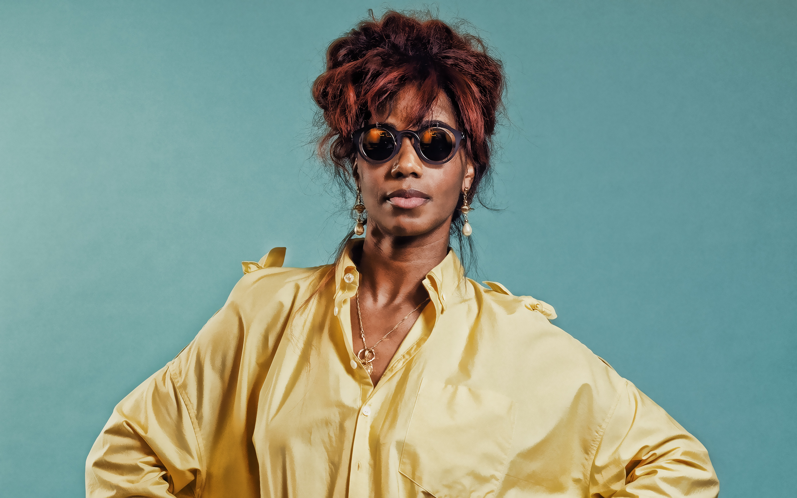 Santigold, High-quality photoshoot, Vibrant yellow dress, Popular singer, 2560x1600 HD Desktop
