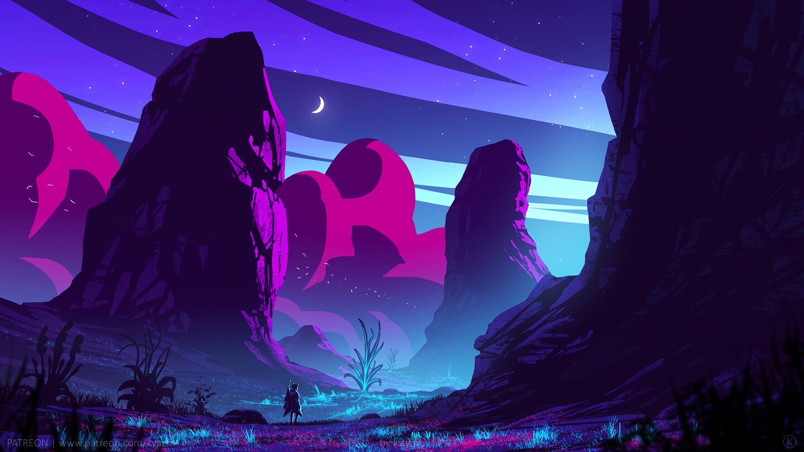 Neon world, 1440p resolution, HD 4K, Futuristic landscapes, 2560x1440 HD Desktop