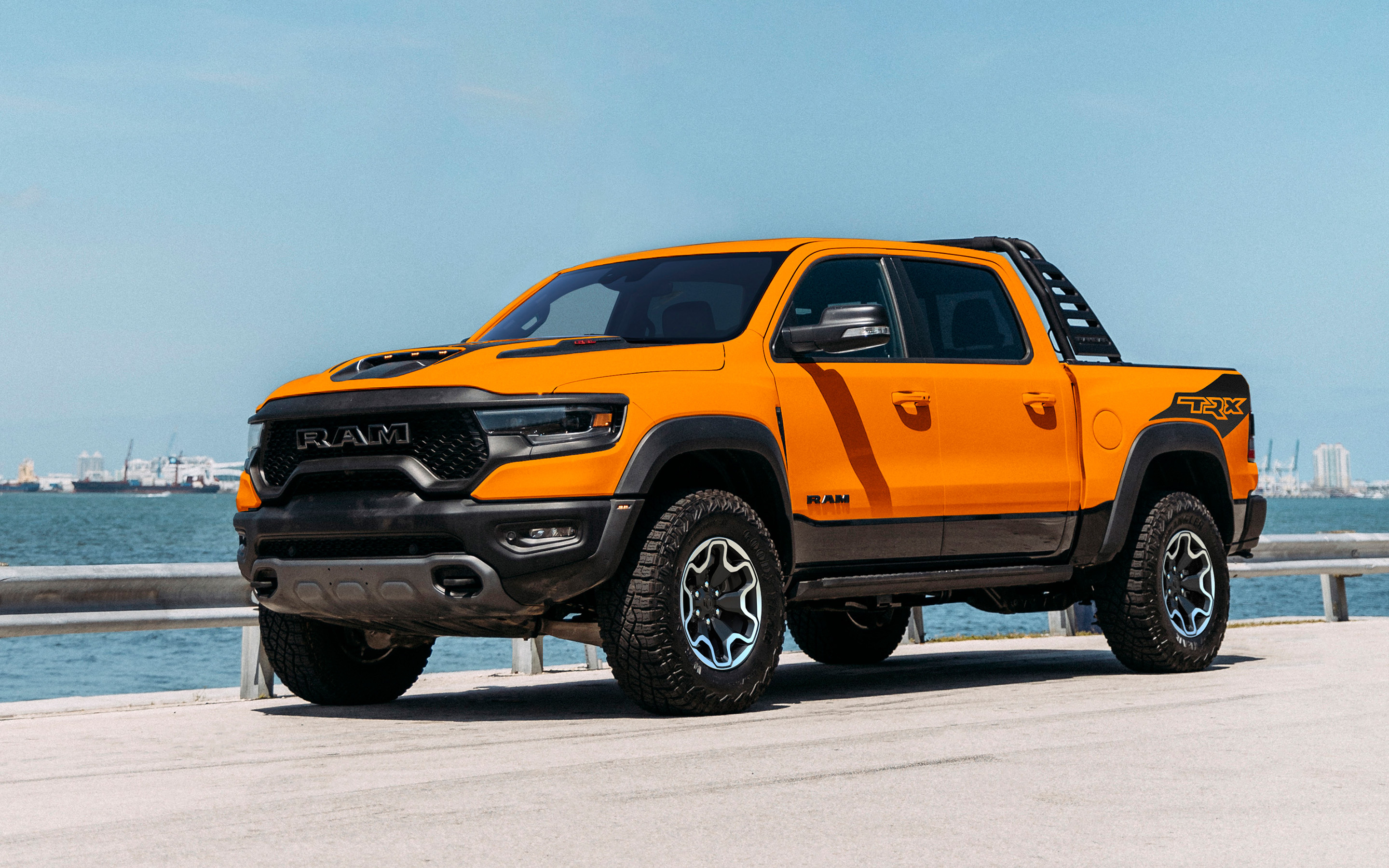 Ram 1500 TRX Ignition Edition, Yellow pickup, High-performance tuning, 2021 model, 2880x1800 HD Desktop