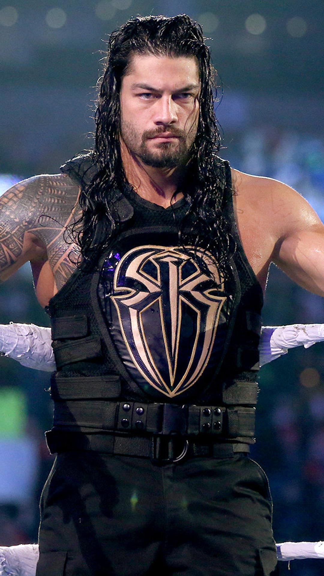 Roman Reigns, Roman Reigns tactical vest, Samoan tribal tattoo, Full HD Phone wallpaper