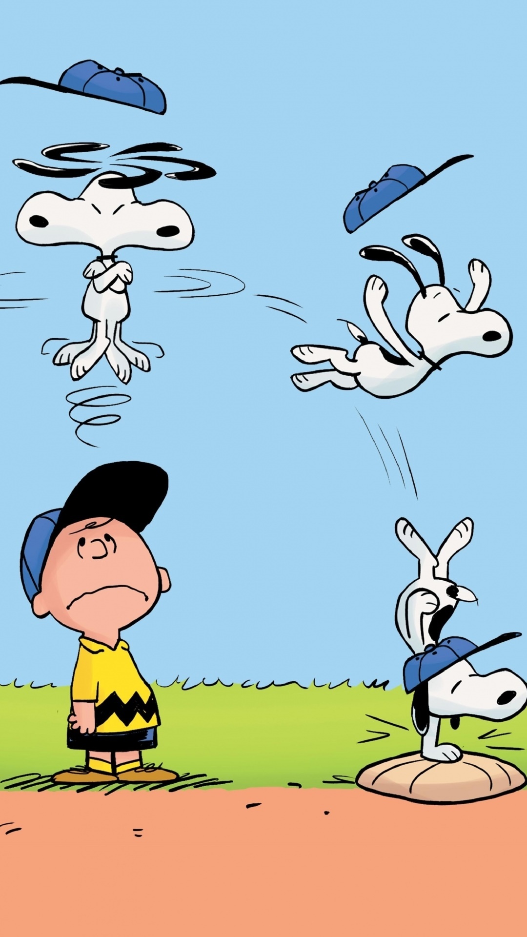 Charlie Brown, Snoopy, pitcher's mound, Full HD Phone wallpaper