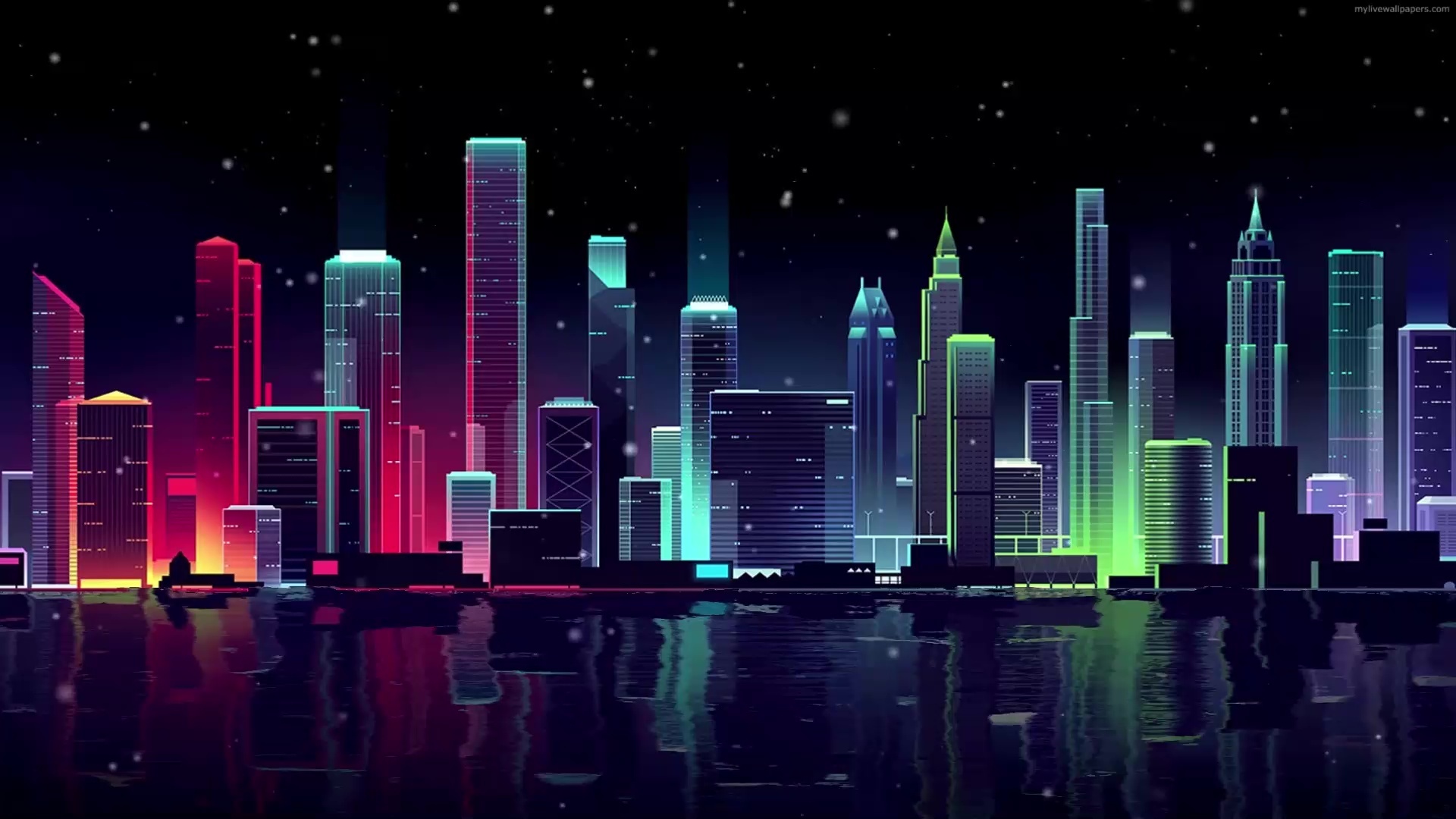 Neon Skyline, Night city neon skyline, Live wallpaper, 1920x1080 Full HD Desktop