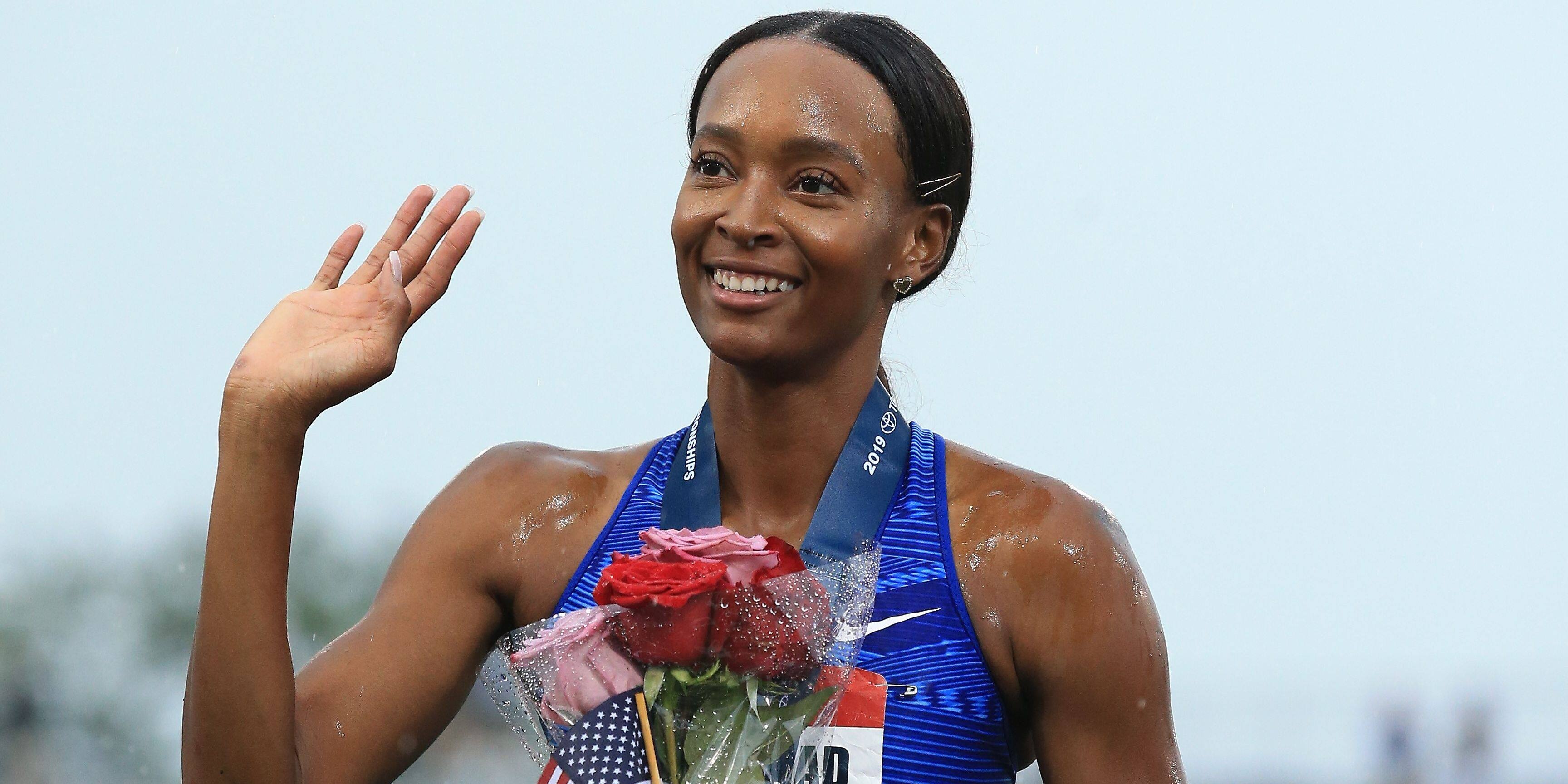 Dalilah Muhammad, World record holder, 400m hurdles, American athlete, 3460x1730 Dual Screen Desktop