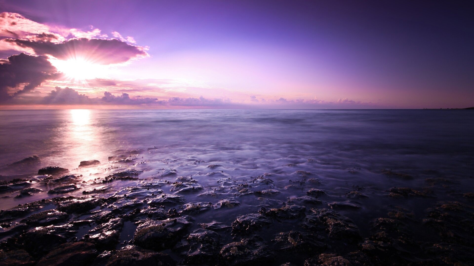 Seascape travels, Purple panorama, Oceanic beauty, HD wallpaper, 1920x1080 Full HD Desktop